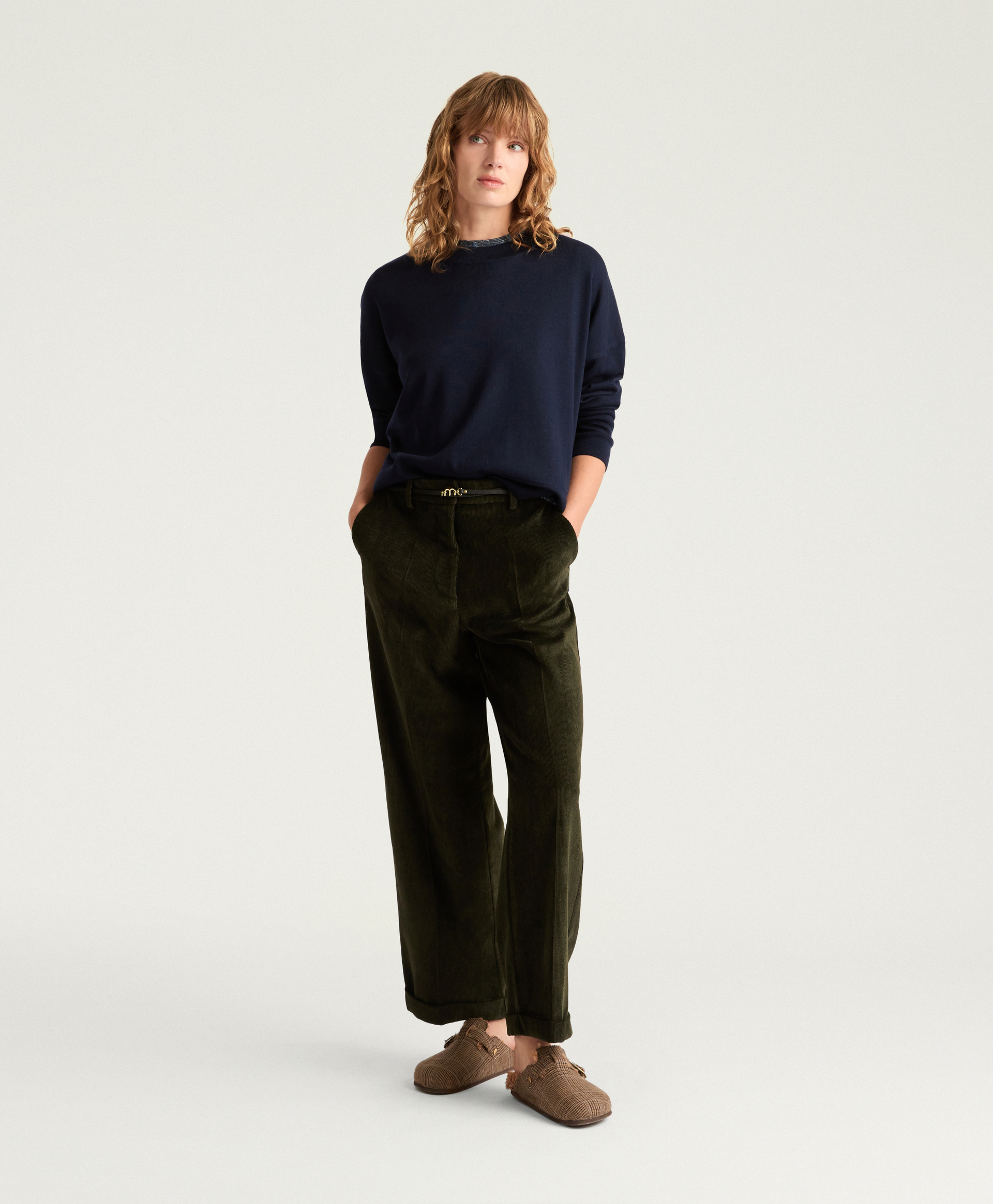 DANGO PANTS IN STRETCH CORDUROY - DARK GREEN - Momonì
