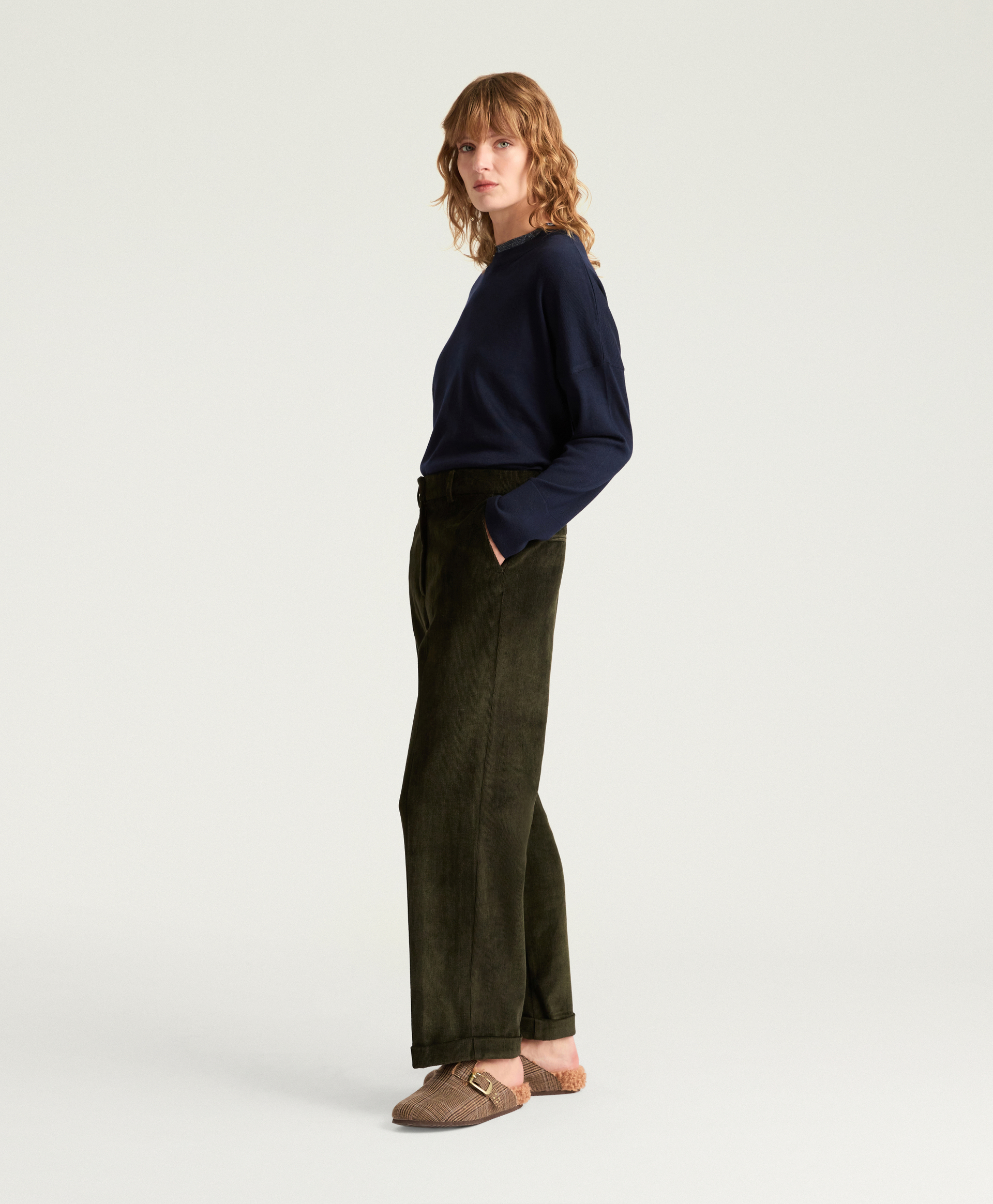 DANGO PANTS IN STRETCH CORDUROY - DARK GREEN - Momonì