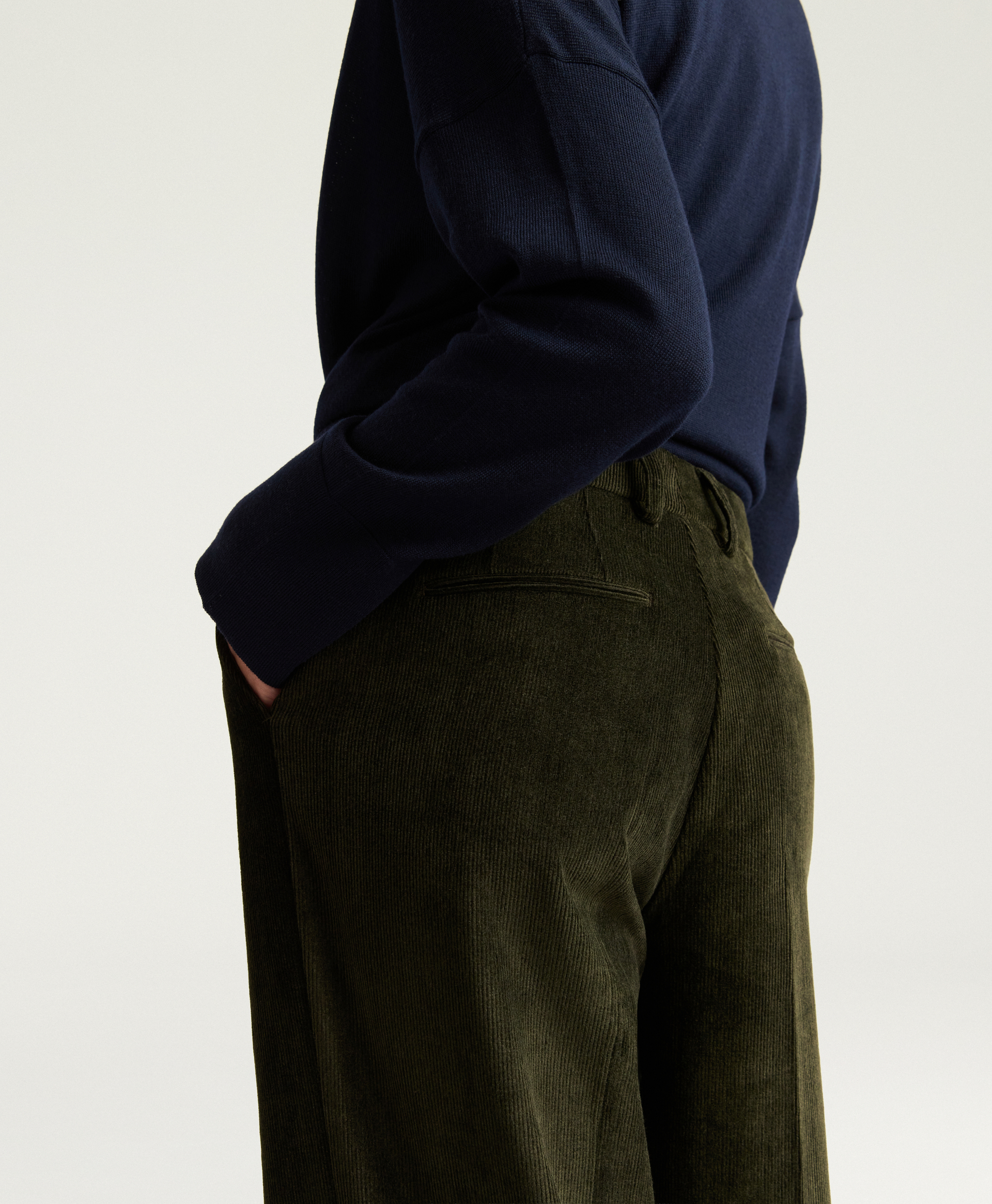 DANGO PANTS IN STRETCH CORDUROY - DARK GREEN - Momonì