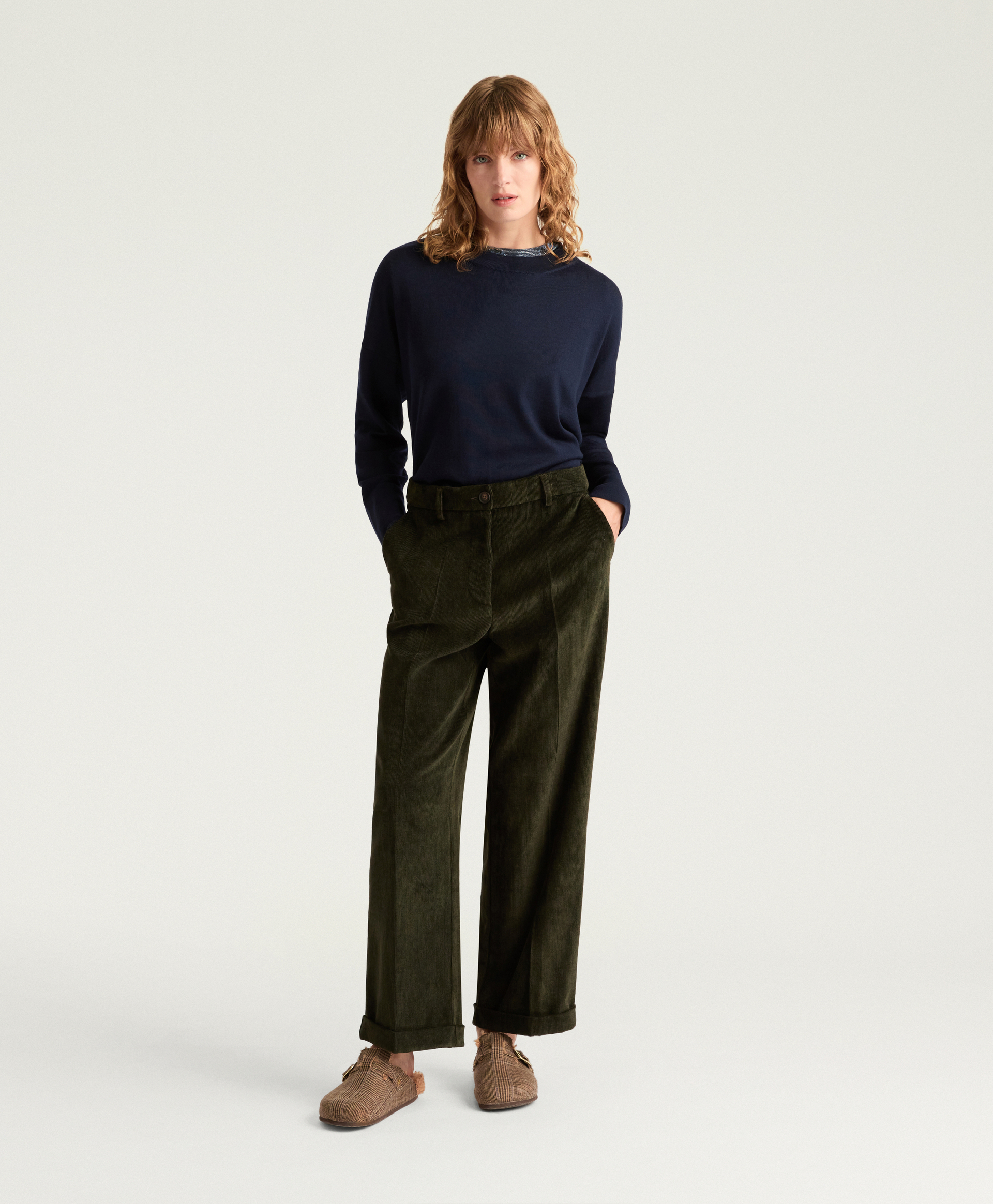 DANGO PANTS IN STRETCH CORDUROY - DARK GREEN - Momonì