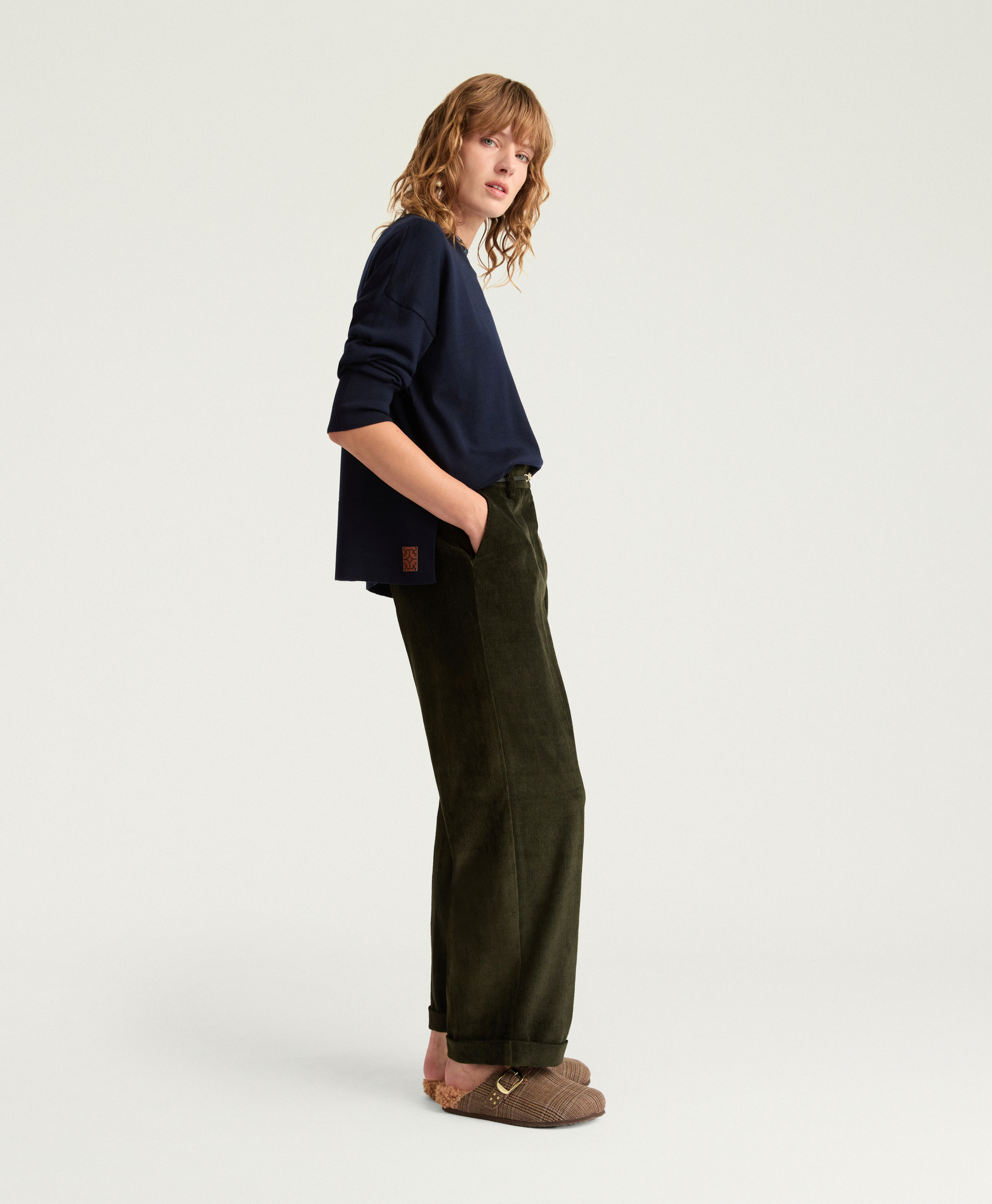 DANGO PANTS IN STRETCH CORDUROY - DARK GREEN - Momonì