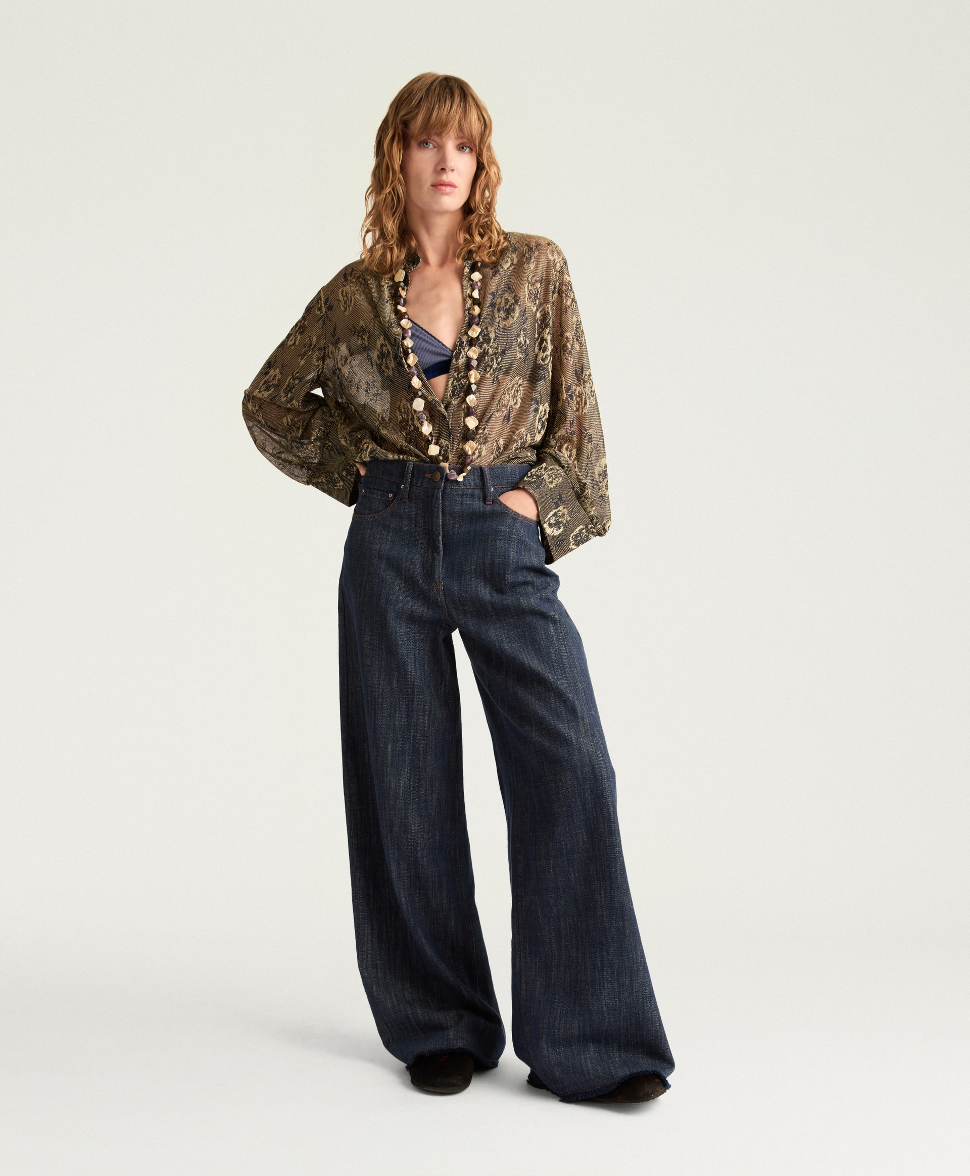 AOKI PANTS IN YARN DYED DENIM - BLUE JEANS - Clothing - Momonì