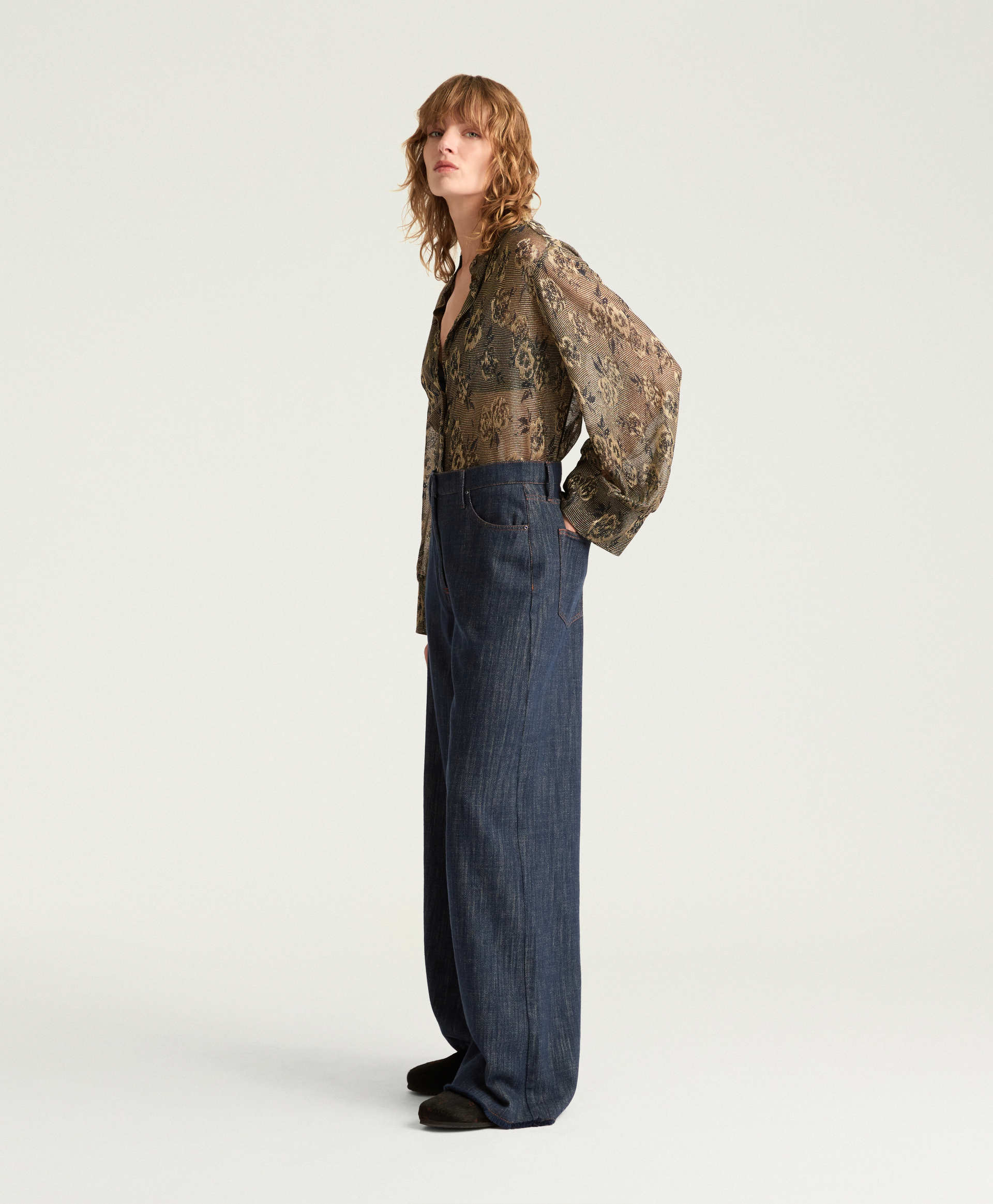 AOKI PANTS IN YARN DYED DENIM - BLUE JEANS - Momonì