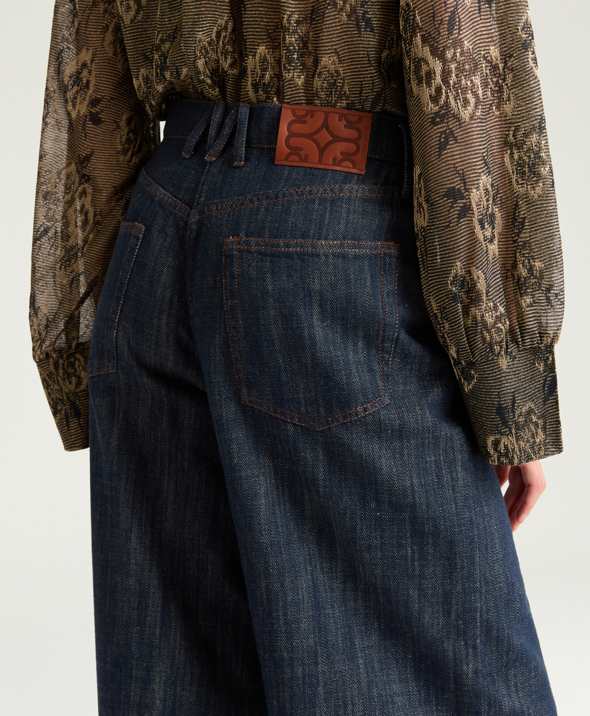AOKI PANTS IN YARN DYED DENIM - BLUE JEANS - Momonì
