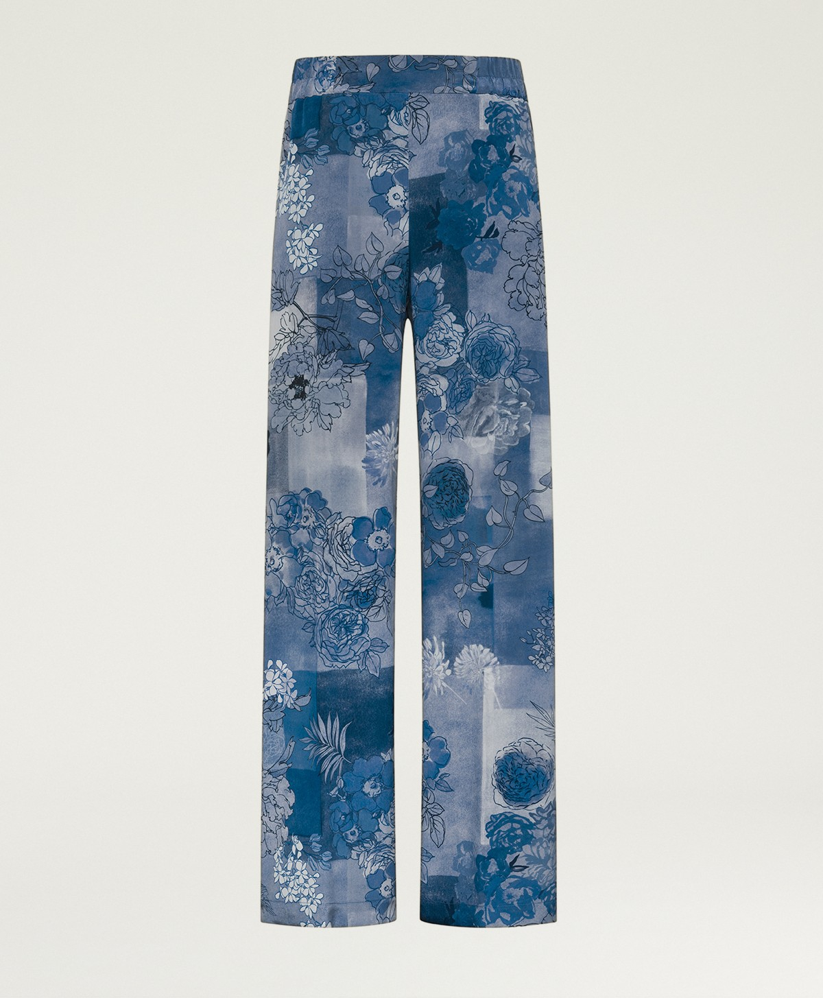 BACCARAT PANTS IN PRINTED CREPE DE CHINE - BLUE MULTICOLOR - Clothing - Momonì