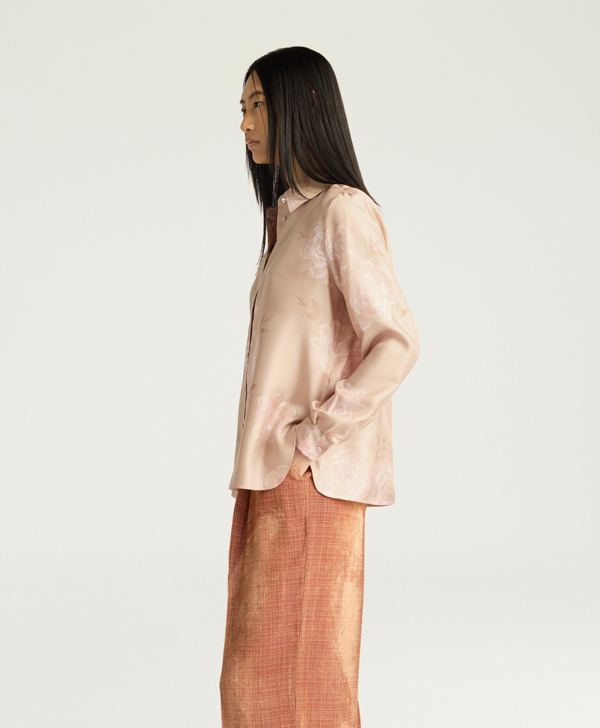 ARLES SHIRT IN PRINTED SILK TWILL - ROSE MULTICOLOR - Momonì