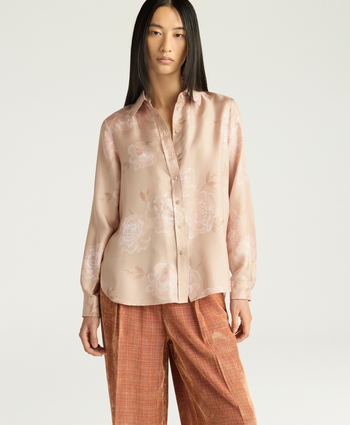 ARLES SHIRT IN PRINTED SILK TWILL - ROSE MULTICOLOR - Momonì