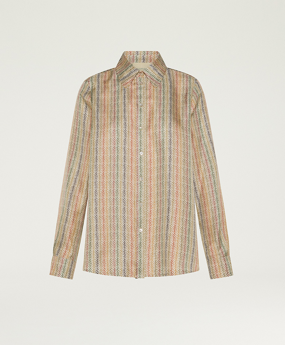 CAMICIA ARLES IN TWILL DI SETA STAMPATO - MULTICOLOR BEIGE - Momonì