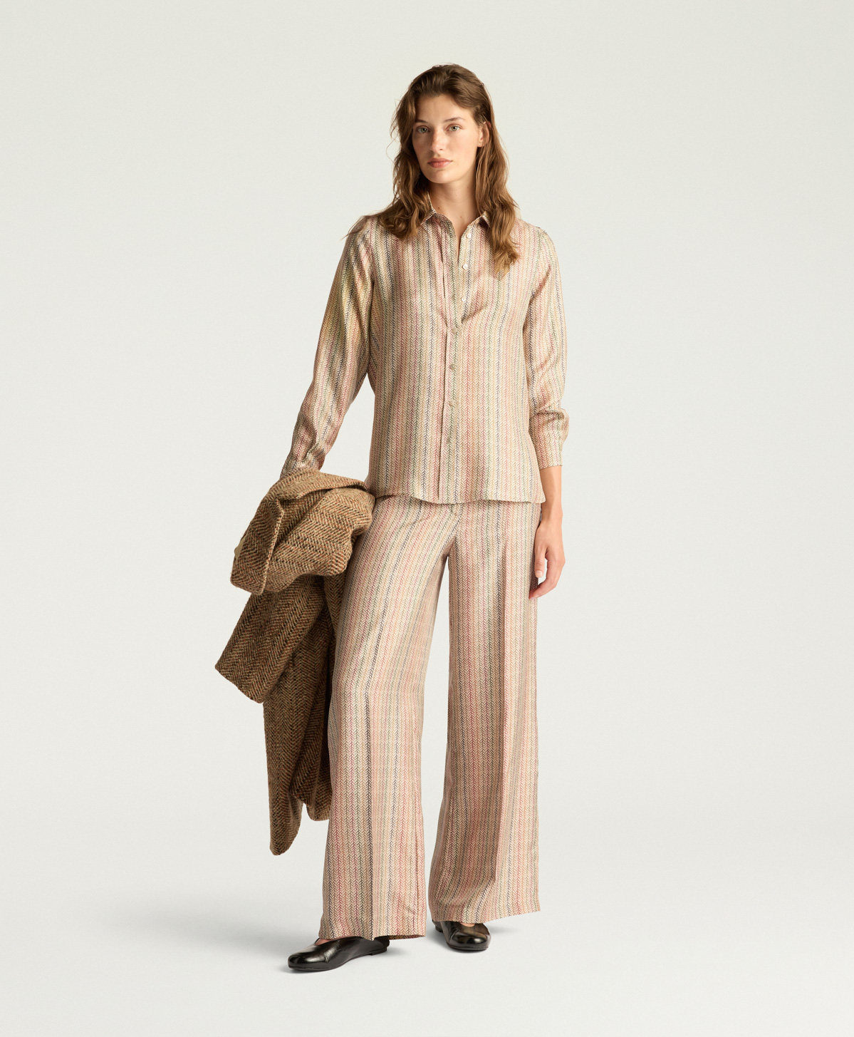 CAMICIA ARLES IN TWILL DI SETA STAMPATO - MULTICOLOR BEIGE - Momonì