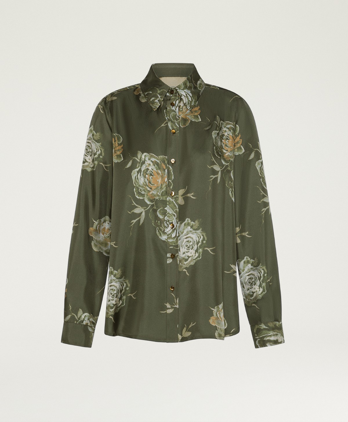 CHEMISIER ARLES EN TWILL DE SOIE IMPRIMÉ - MULTICOLORE OLIVE - Momonì