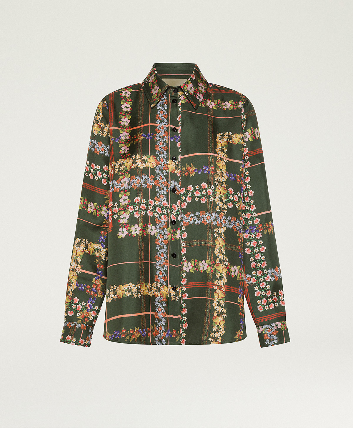 ARLES SHIRT IN PRINTED SILK TWILL - DARK GREEN MULTICOLOR - Momonì