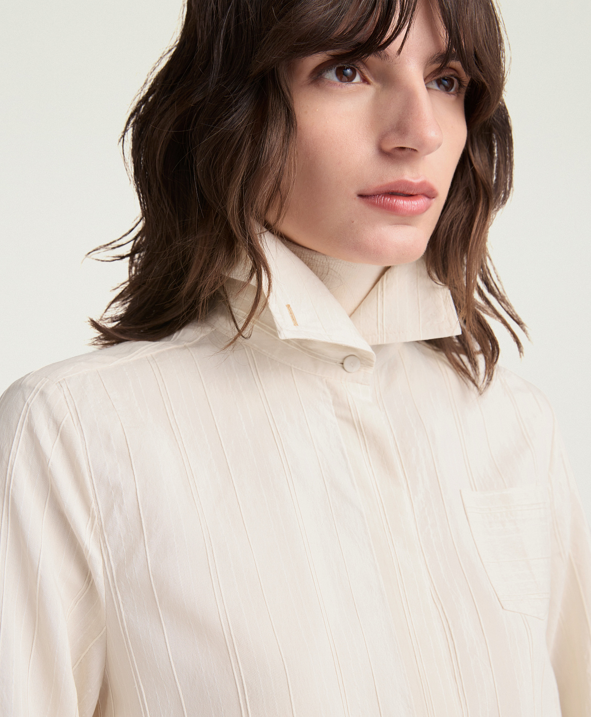 ANNE SHIRT IN STRIPED VISCOSE SILK - CREAM - Momonì