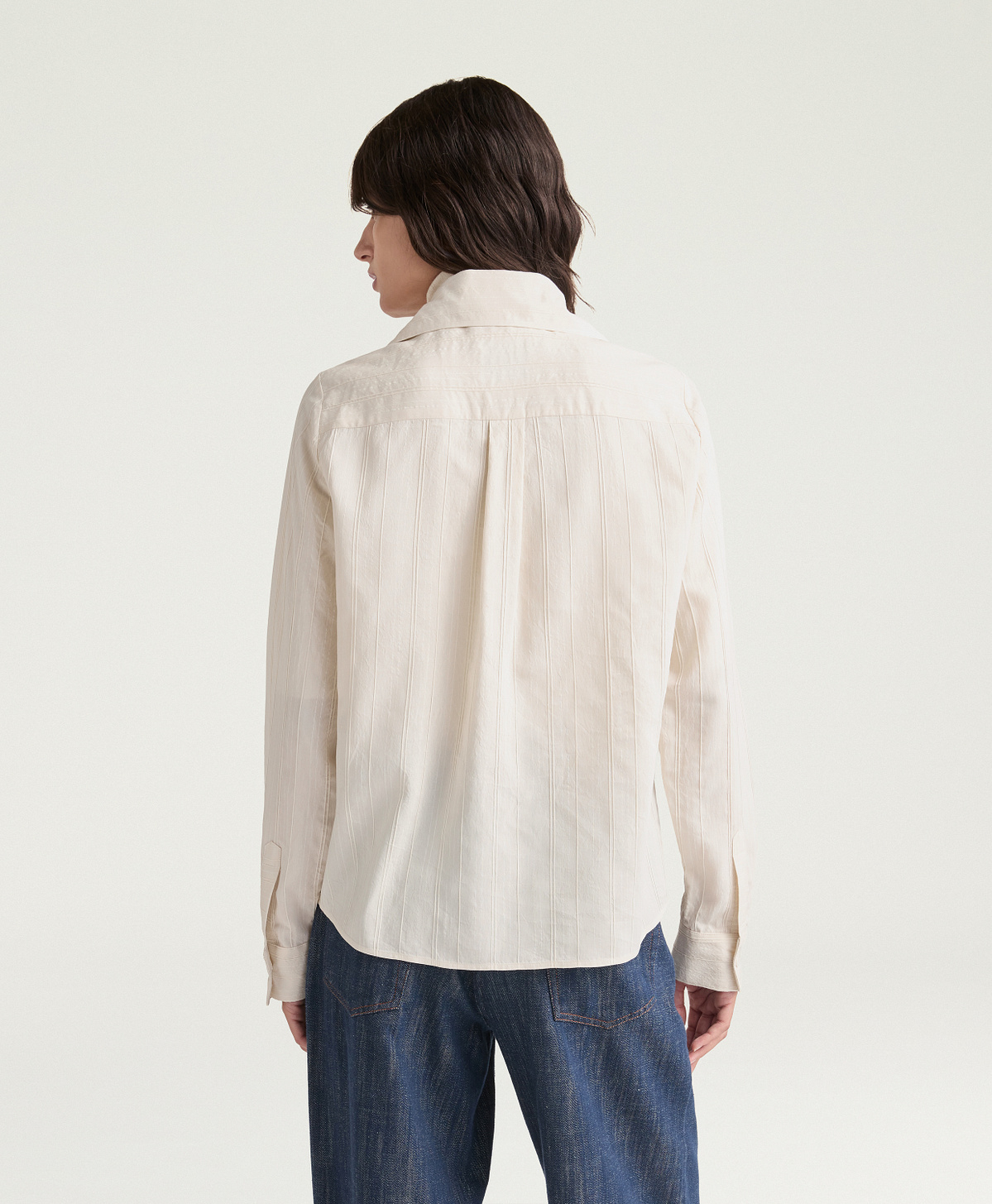 ANNE SHIRT IN STRIPED VISCOSE SILK - CREAM - Momonì