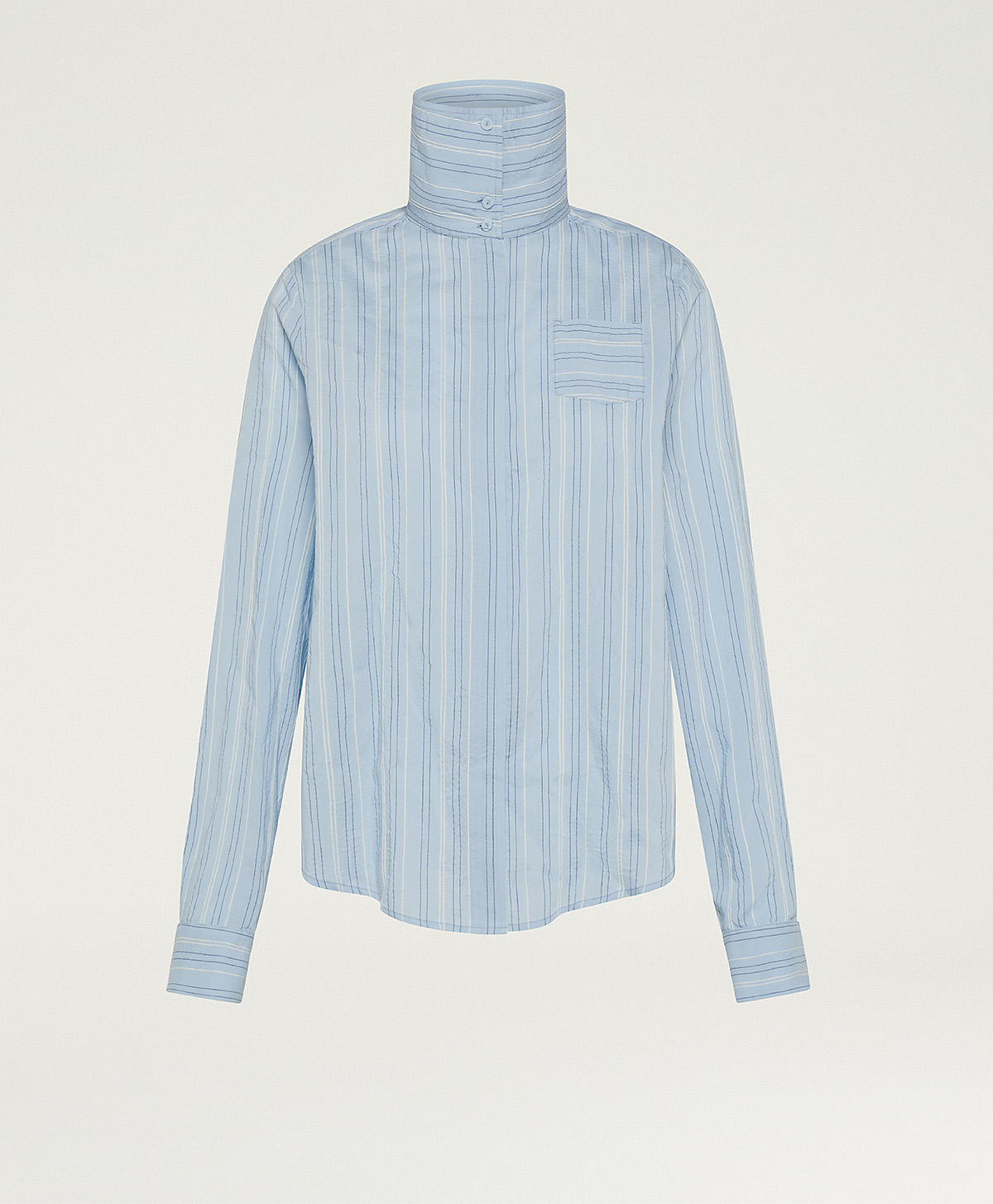ANNE SHIRT IN STRIPED VISCOSE SILK - SKY BLUE - Momonì