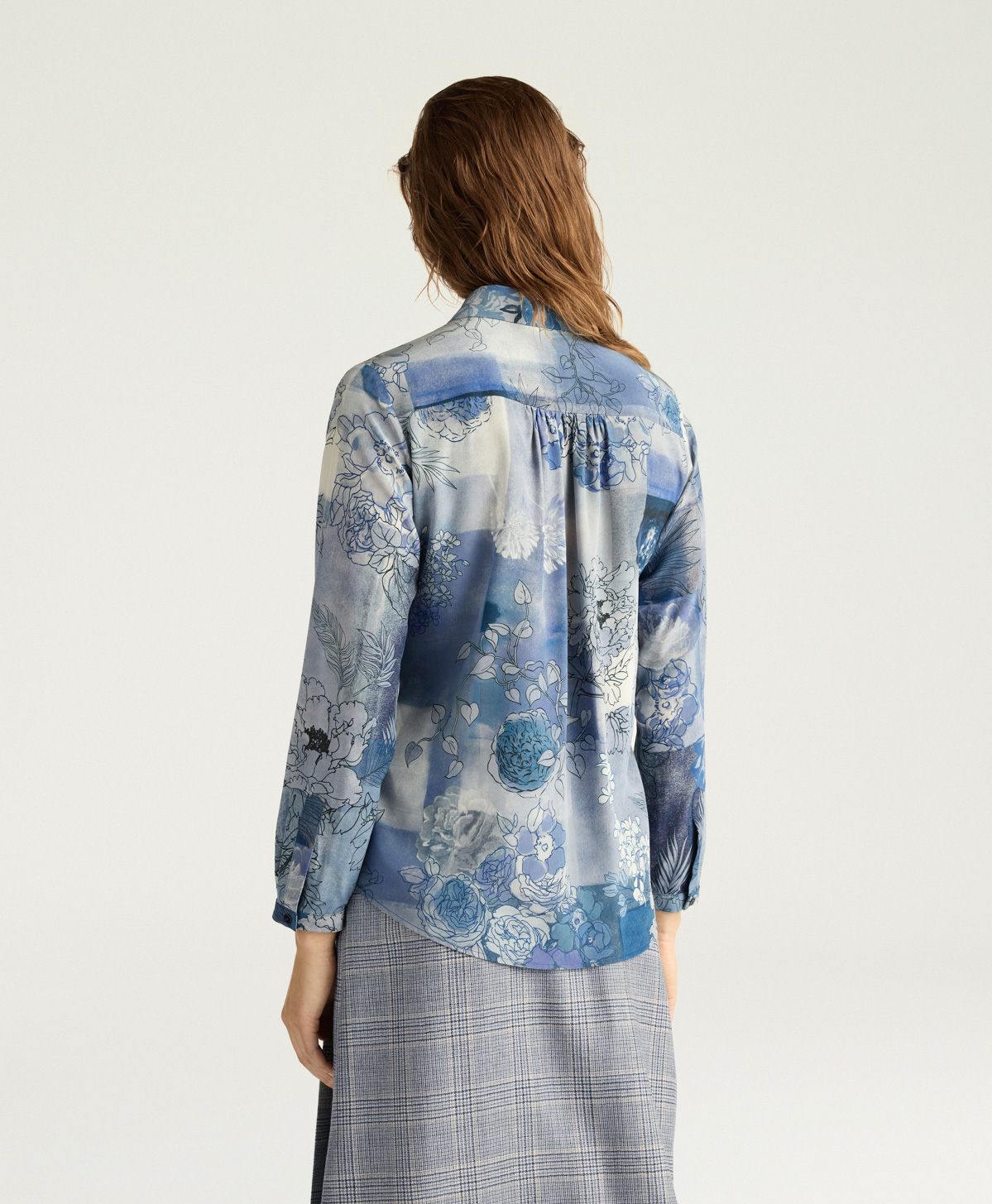 CHEMISIER MEUDON EN CRÊPE DE CHINE IMPRIMÉ - MULTICOLORE BLEU - Momonì