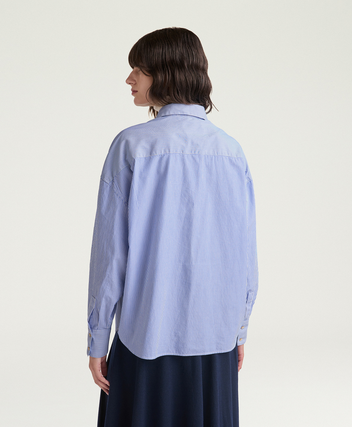 CLARE SHIRT IN STRIPED POPLIN - LIGHT BLUE - Momonì