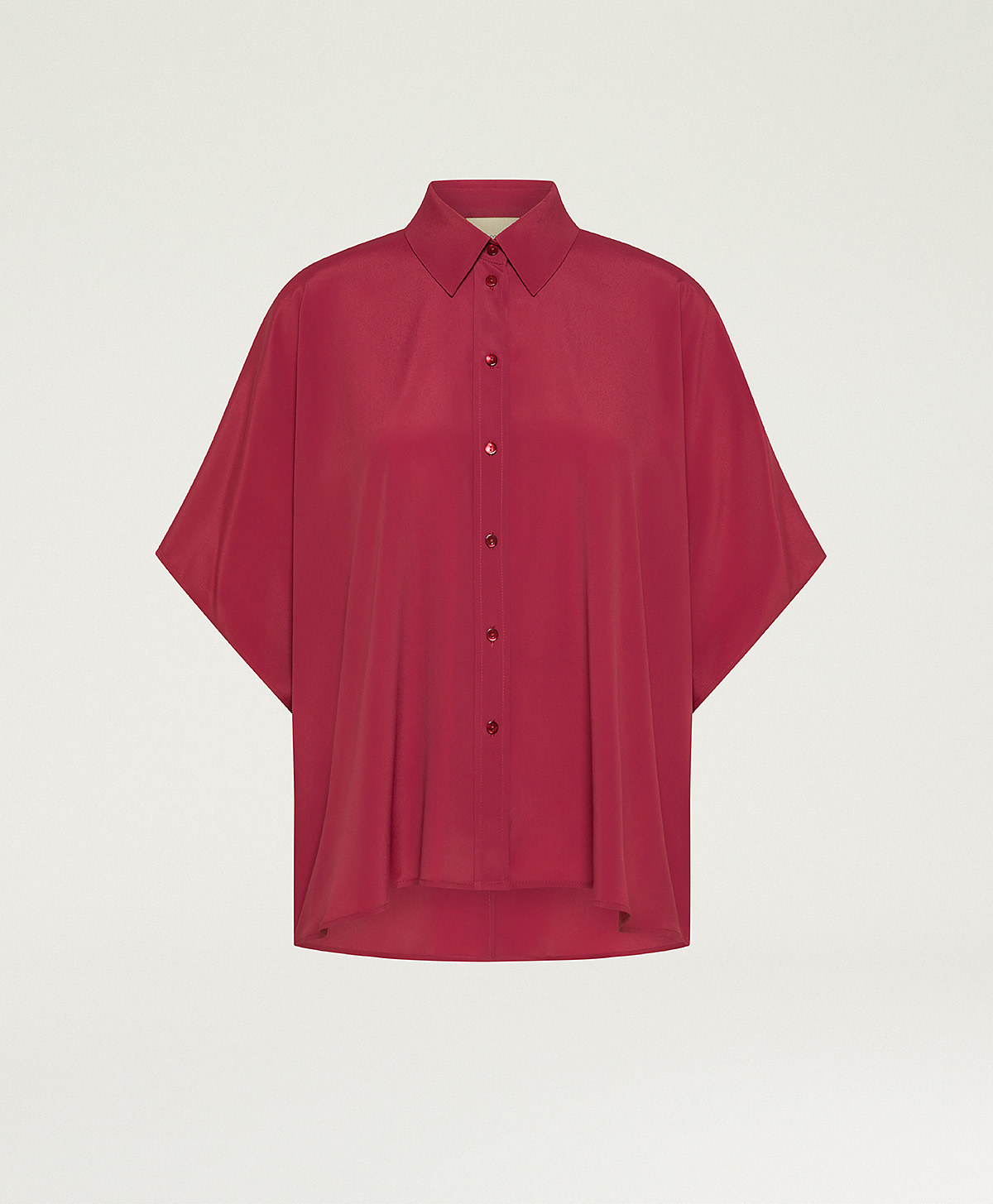 BROOKLYN SHIRT IN SOLID COLOUR ACETATE/SILK - RUBY - Momonì