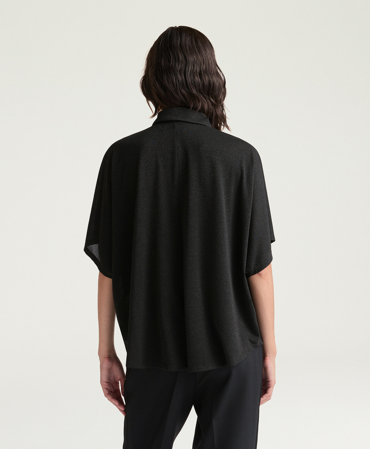 CAMISA BOOKLYN DE PUNTO LÚREX COLOR LISO - NEGRO - Momonì