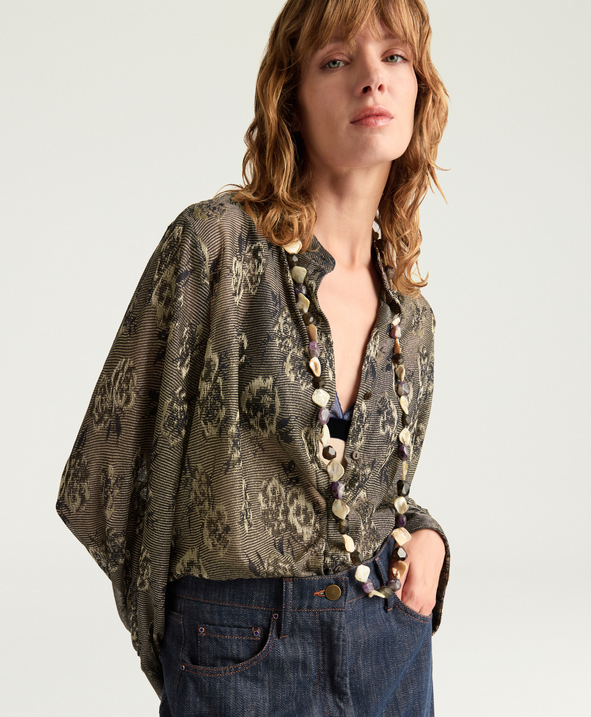 CHEMISIER FRANKLIN EN JERSEY JACQUARD LUREX - MULTICOLORE ARMY - Momonì