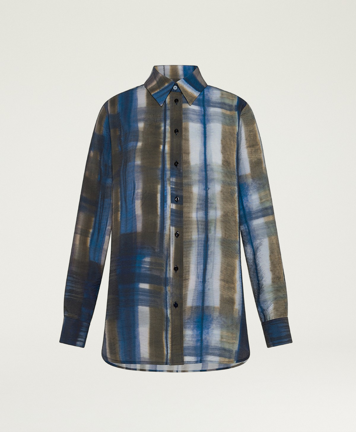 GIRTON SHIRT IN PRINTED FLUID VISCOSE - BLUE MULTICOLOR - Momonì