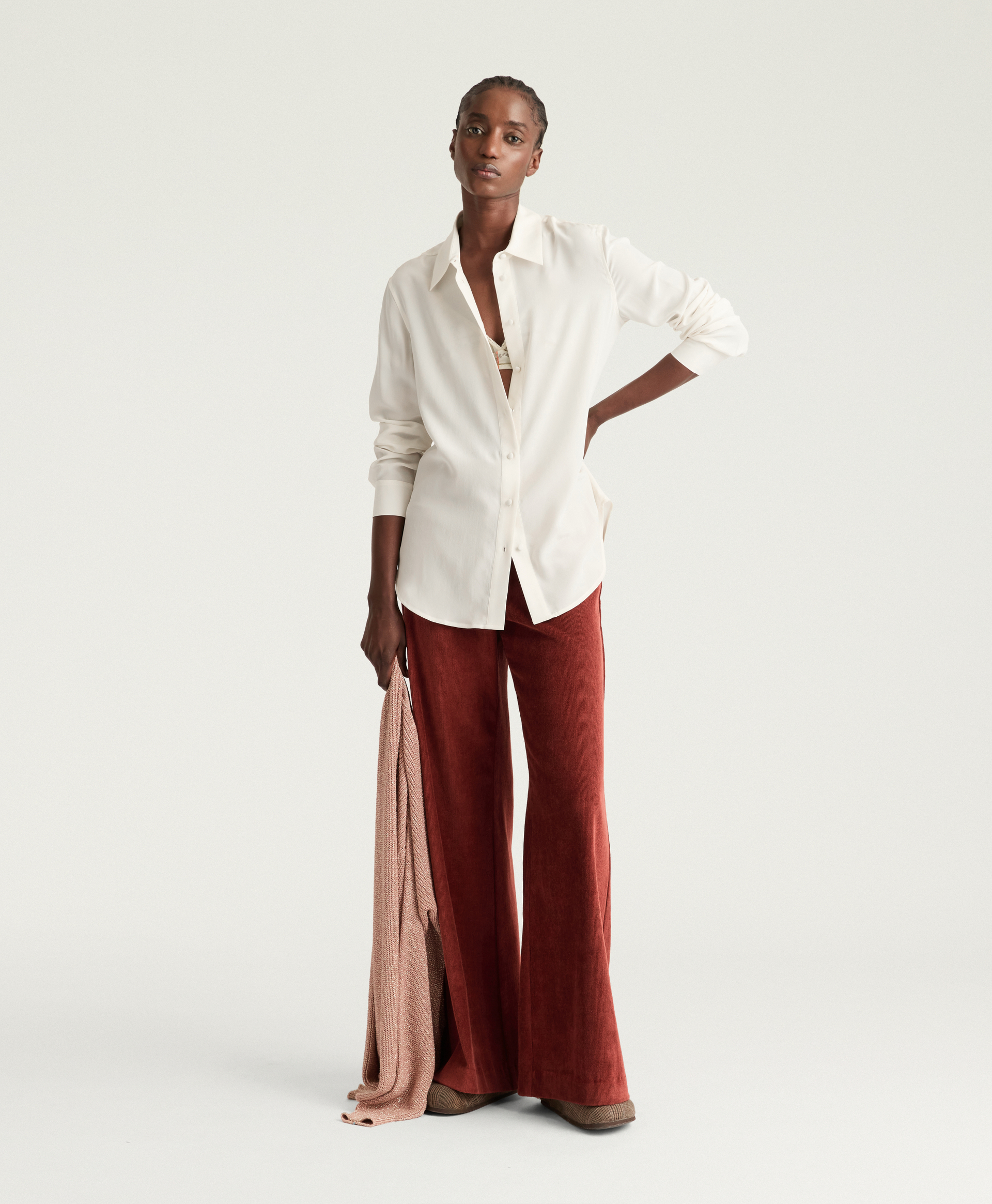 GIRTON SHIRT IN SANDWASHED CREPE DE CHINE - CREAM - Clothing - Momonì