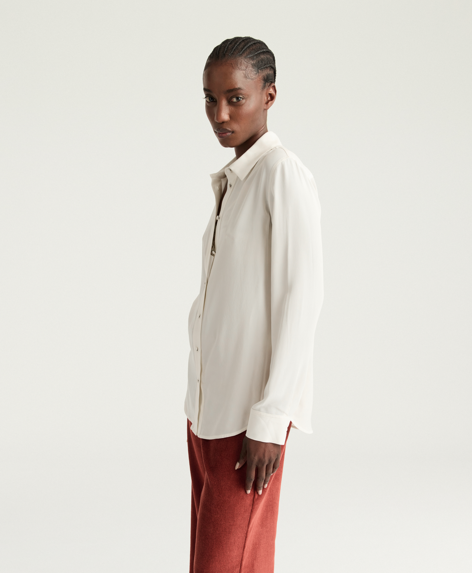GIRTON SHIRT IN SANDWASHED CREPE DE CHINE - CREAM - Momonì