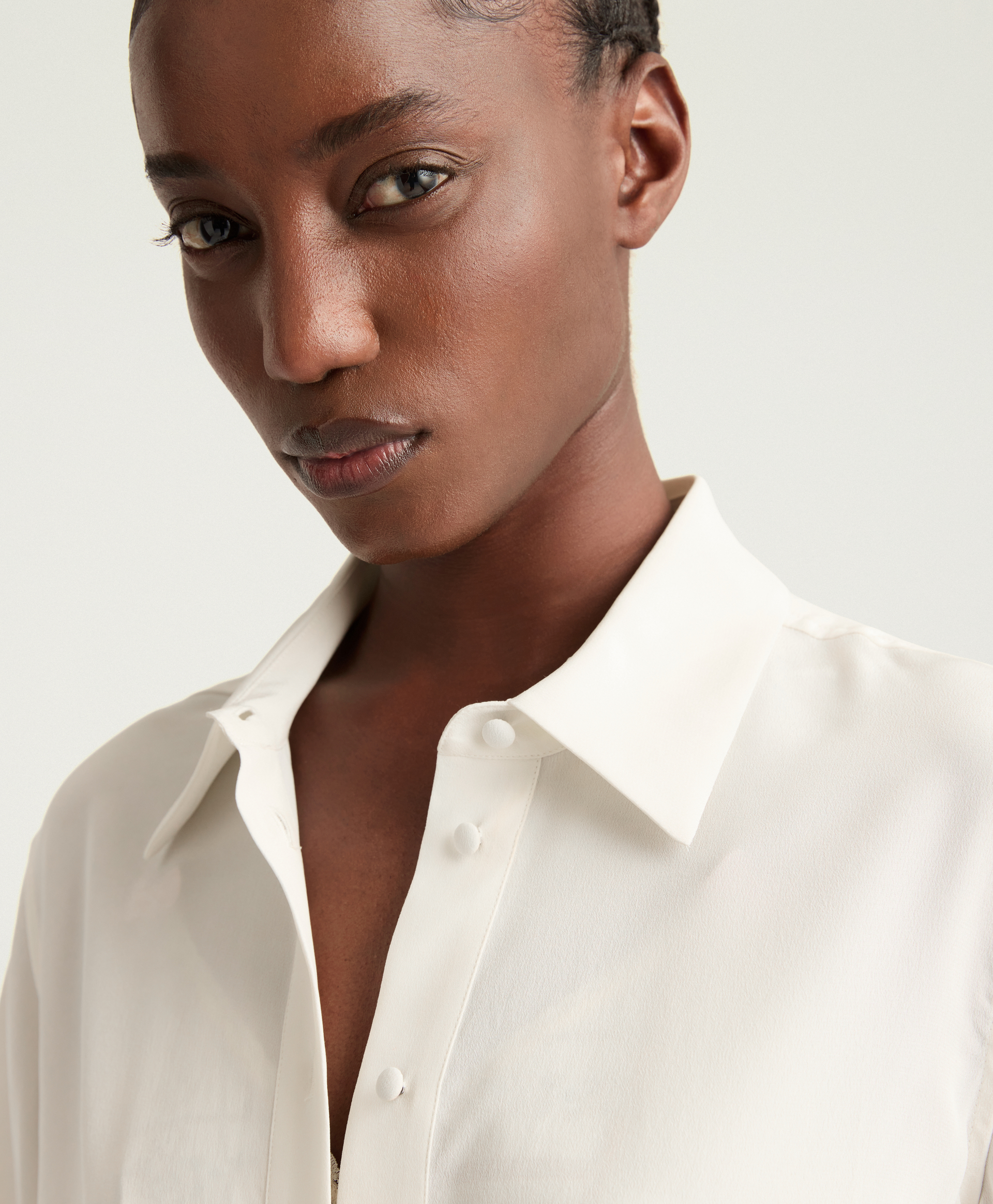 GIRTON SHIRT IN SANDWASHED CREPE DE CHINE - CREAM - Momonì