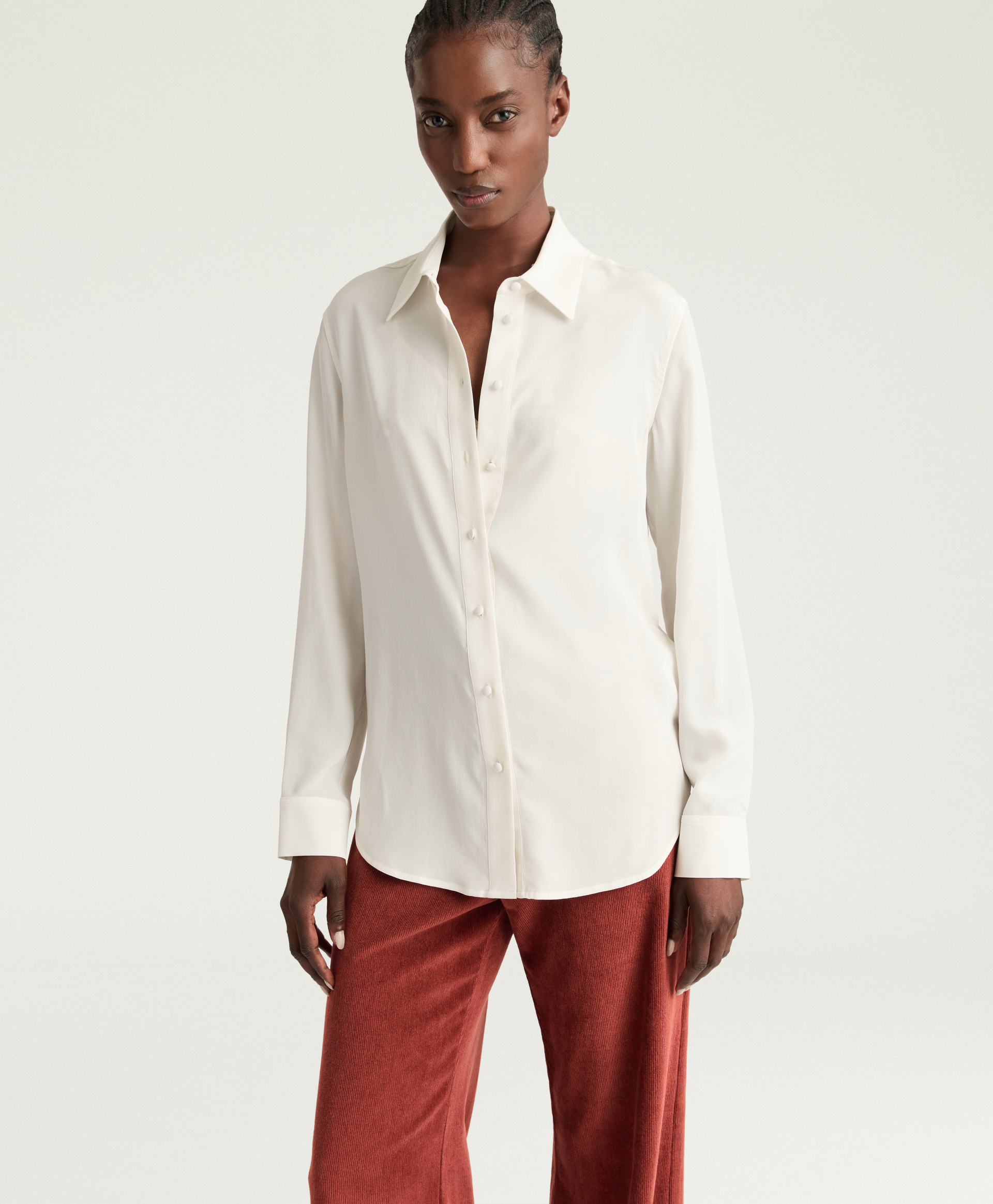 GIRTON SHIRT IN SANDWASHED CREPE DE CHINE - CREAM - Momonì