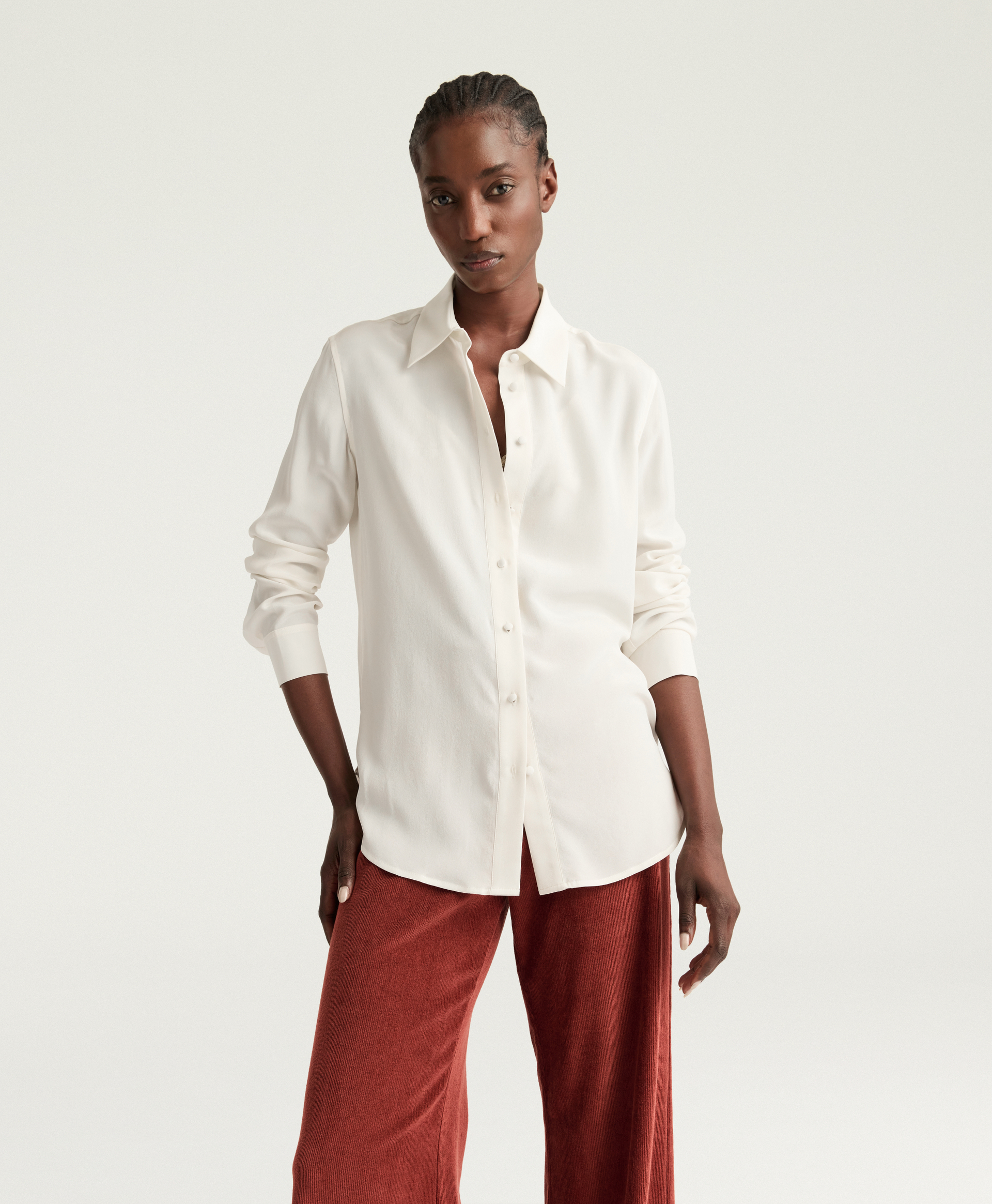 GIRTON SHIRT IN SANDWASHED CREPE DE CHINE - CREAM - Momonì