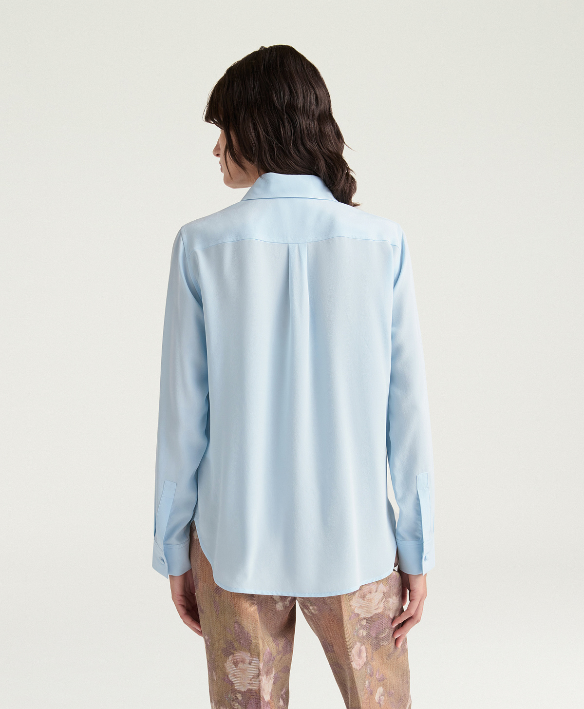 GIRTON SHIRT IN SANDWASHED CREPE DE CHINE - SKY BLUE - Momonì