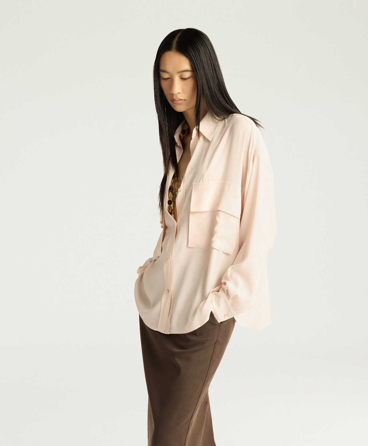 PITANGA SHIRT IN SOLID COLOUR ACETATE/SILK - CREAM - Momonì