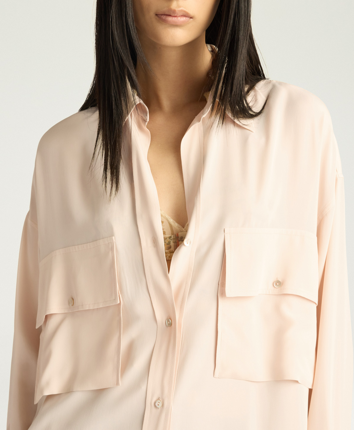 PITANGA SHIRT IN SOLID COLOUR ACETATE/SILK - CREAM - Momonì