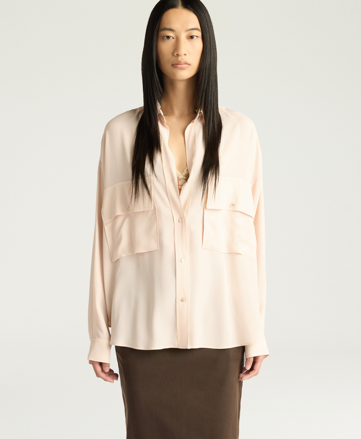 PITANGA SHIRT IN SOLID COLOUR ACETATE/SILK - CREAM - Momonì
