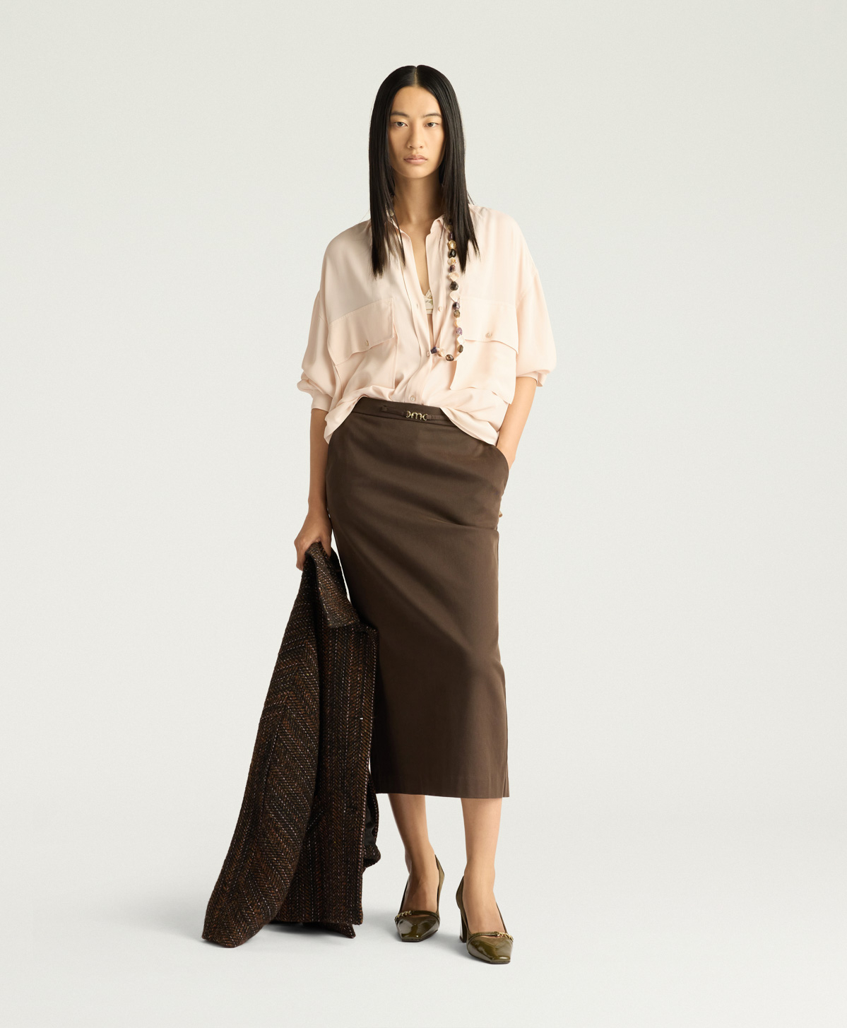 PITANGA SHIRT IN SOLID COLOUR ACETATE/SILK - CREAM - Momonì