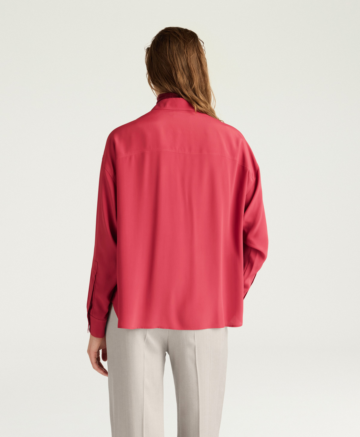 CAMICIA PITANGA IN ACETATO/SETA UNITO - RUBINO - Momonì