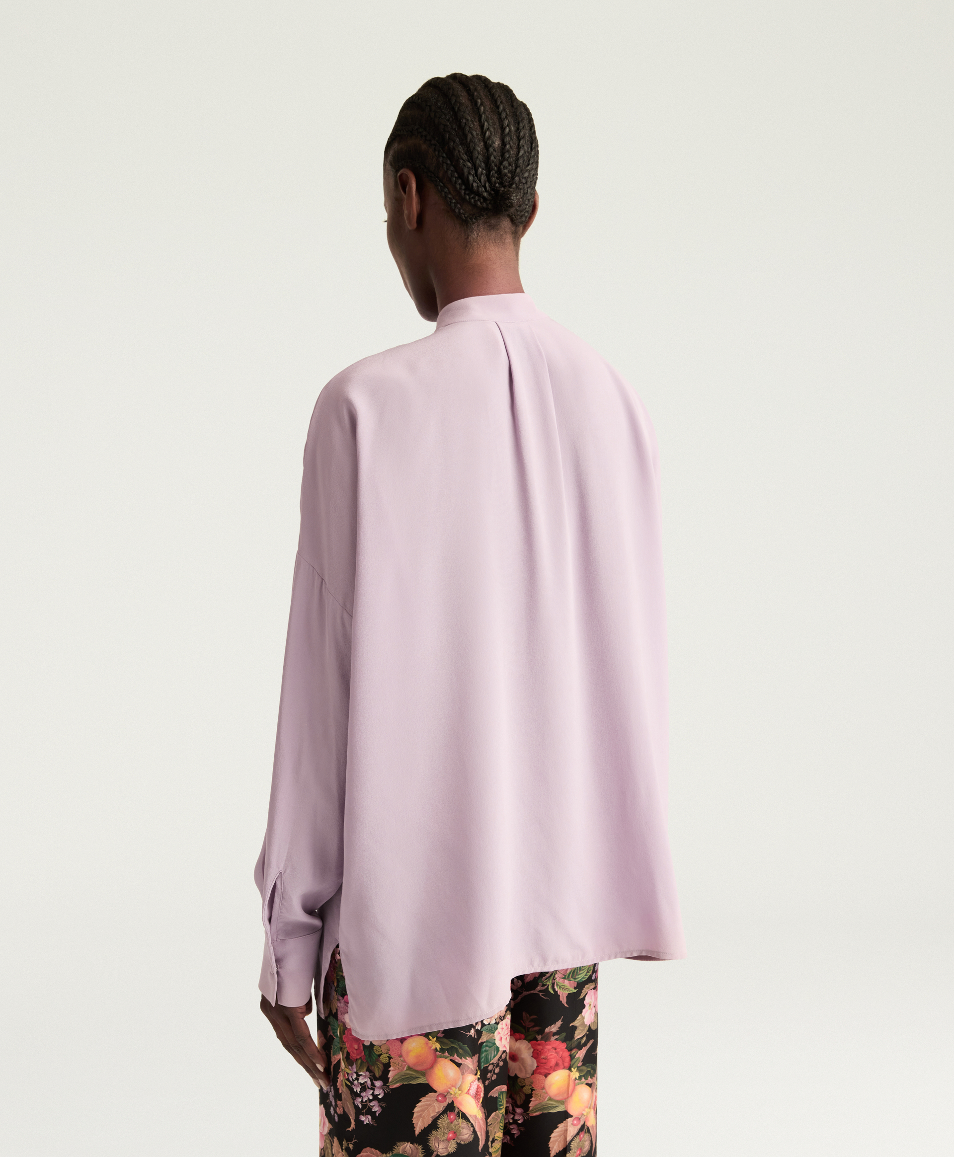 HANNAH SHIRT IN SANDWASHED CREPE DE CHINE - LILAC - Momonì