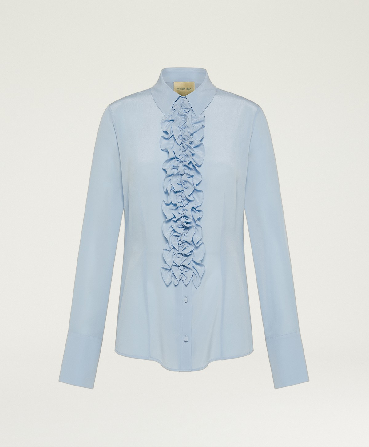 CHEMISIER IRIS EN CRÊPE DE CHINE SOIE SANDWASH - BLEU CIEL - Clothing - Momonì