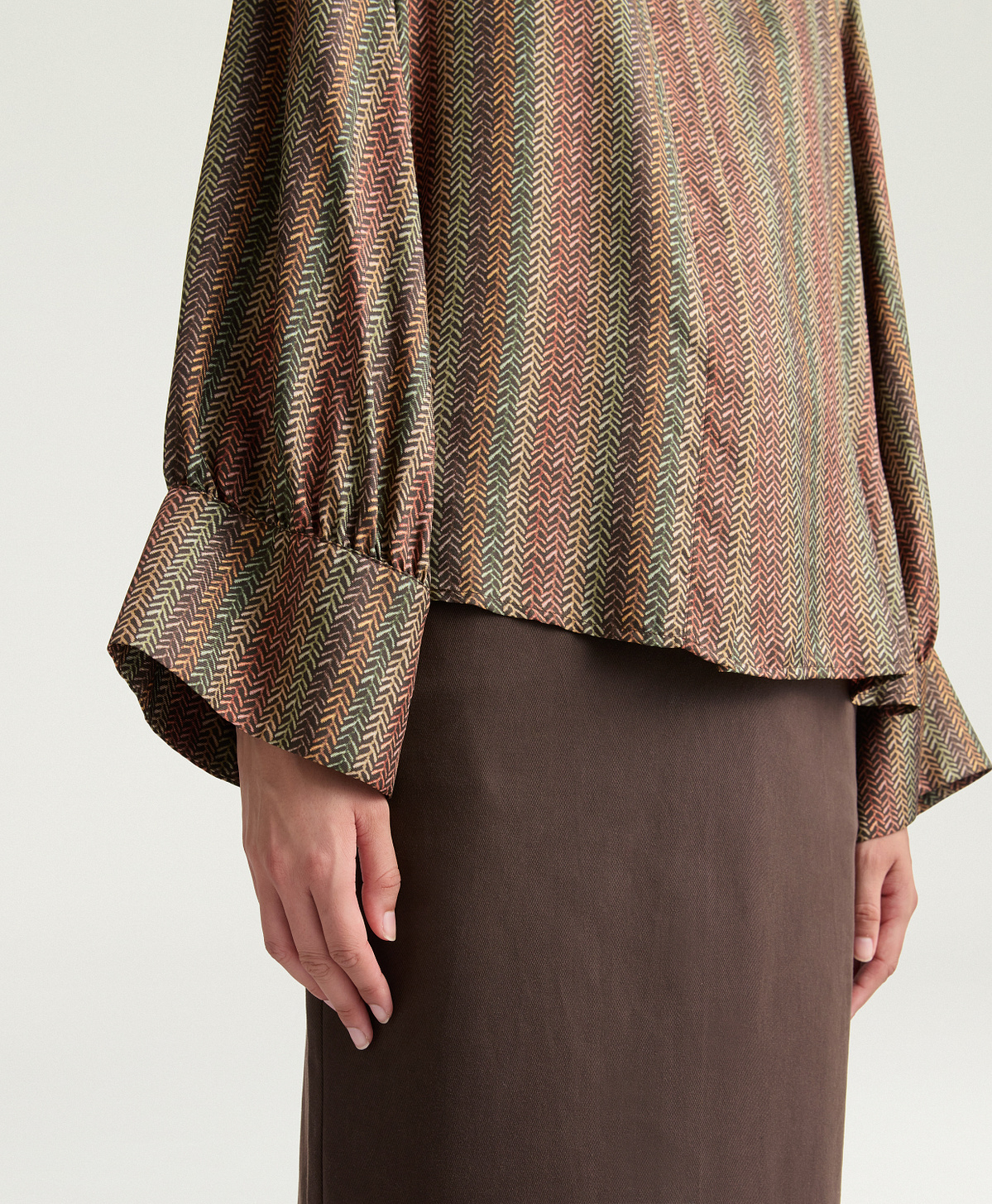 CAMICIA LUCY IN TWILL DI SETA STAMPATO - MULTICOLOR MARRONE - Momonì