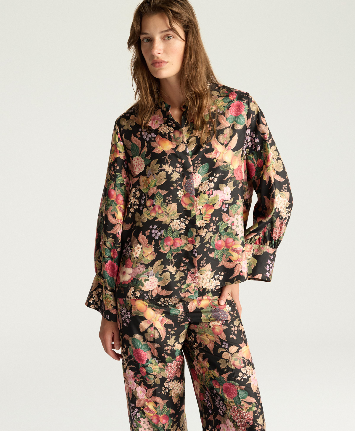 CAMICIA LUCY IN TWILL DI SETA STAMPATO - MULTICOLOR NERO - Momonì
