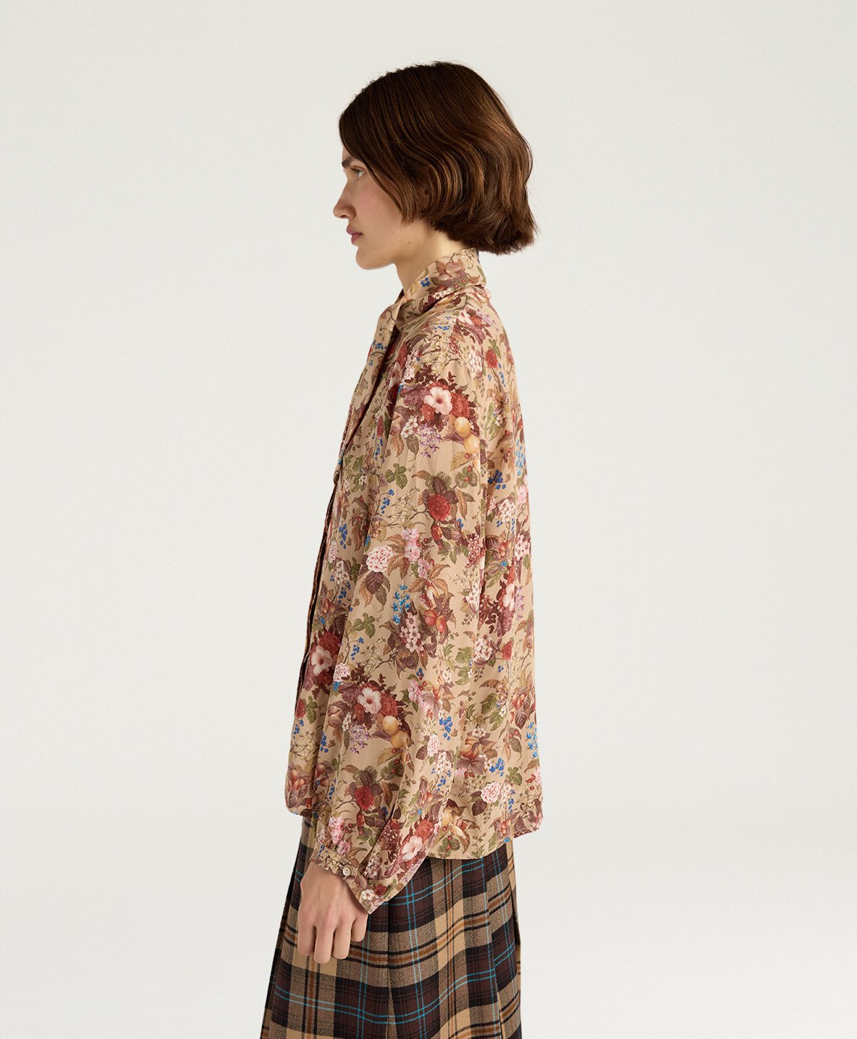 MARY SHIRT IN PRINTED CREPE DE CHINE - CREAM MULTICOLOR - Momonì