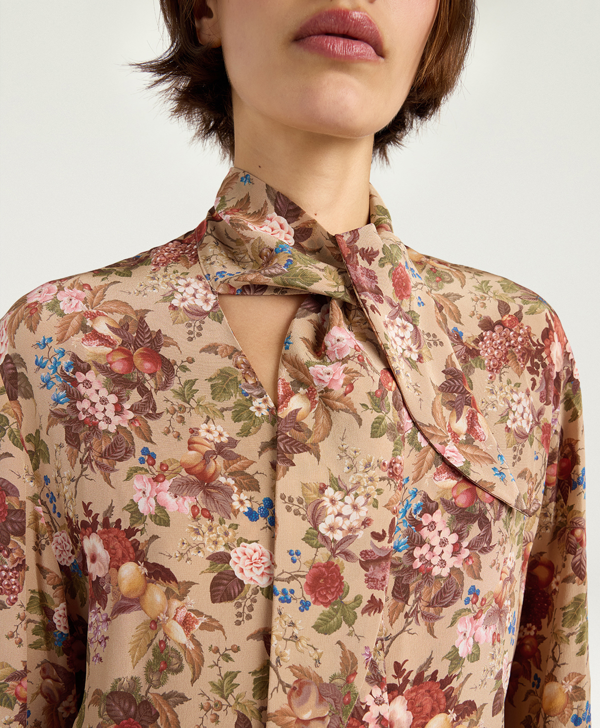 MARY SHIRT IN PRINTED CREPE DE CHINE - CREAM MULTICOLOR - Momonì