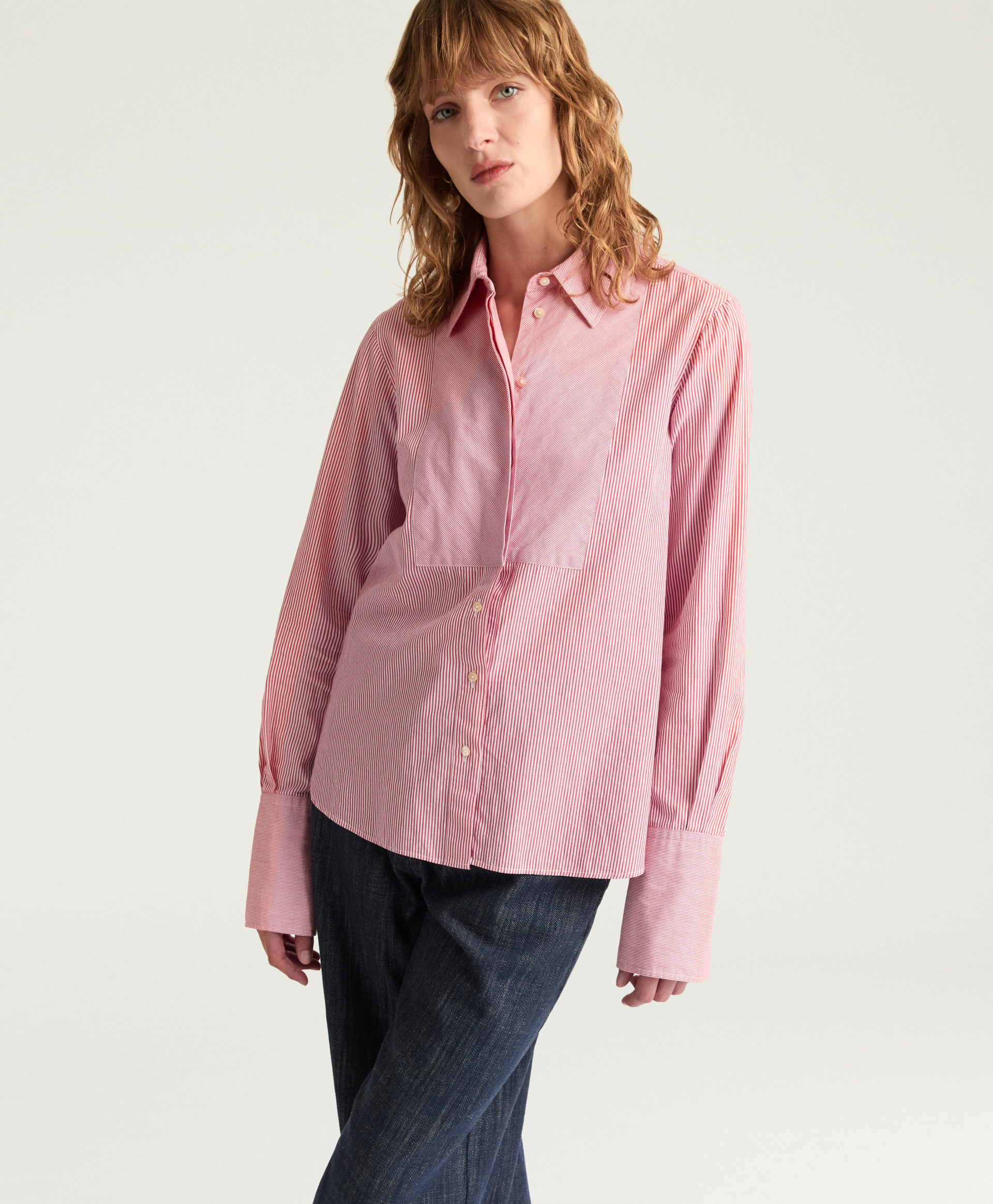 VIRGINIA SHIRT IN STRIPED POPLIN - RED - Momonì