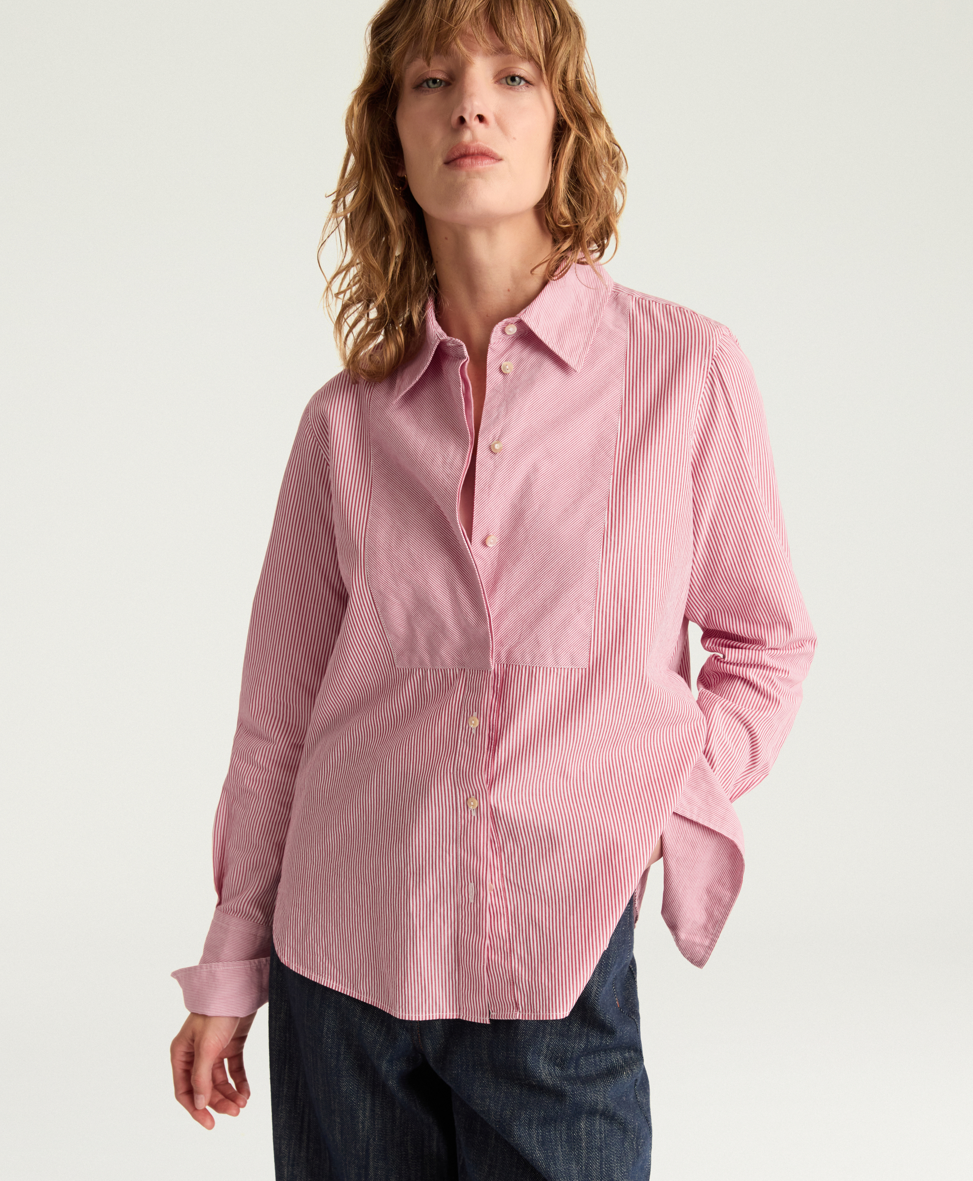 VIRGINIA SHIRT IN STRIPED POPLIN - RED - Momonì