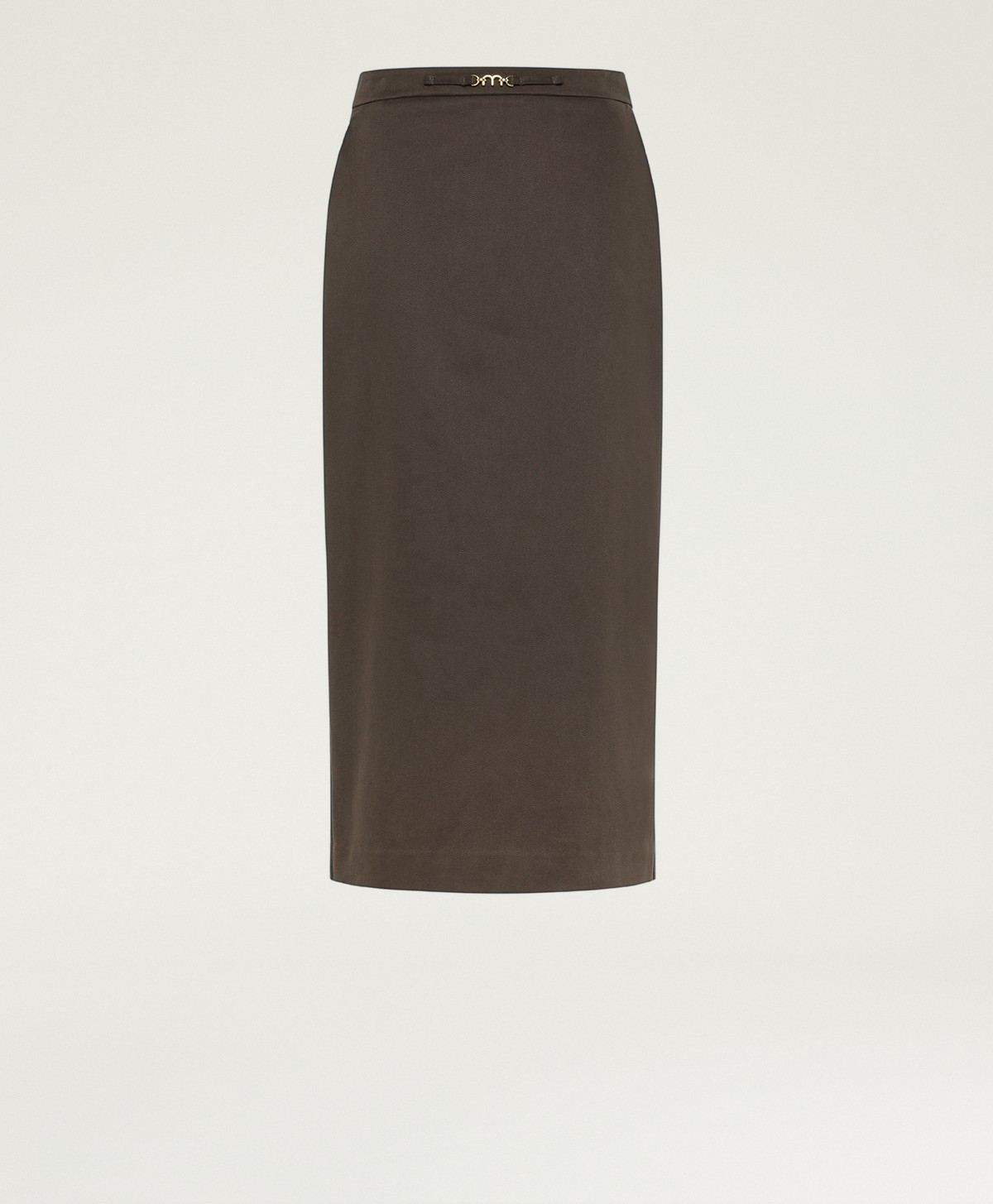 PERCY SKIRT IN STRETCH GABARDINE - DARK BROWN - Clothing - Momonì