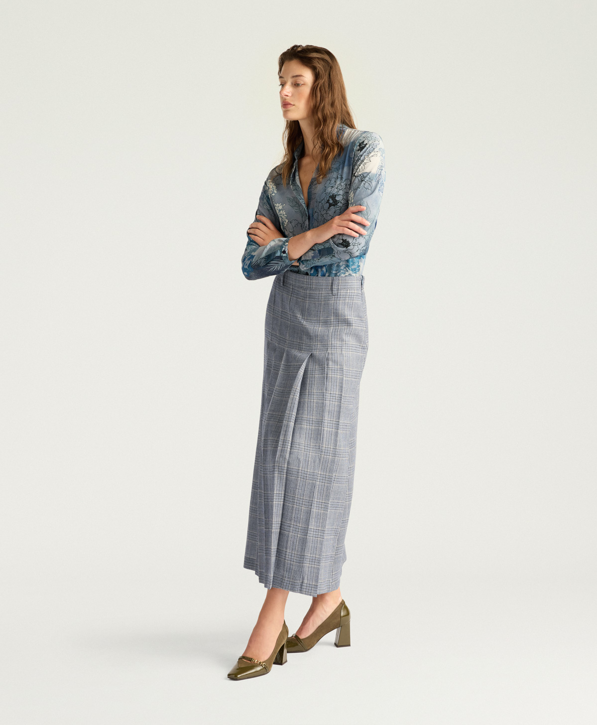 JUPE SIDNEY EN LAINE PRINCE DE GALLES - MULTICOLORE BLEU AVIO - Momonì