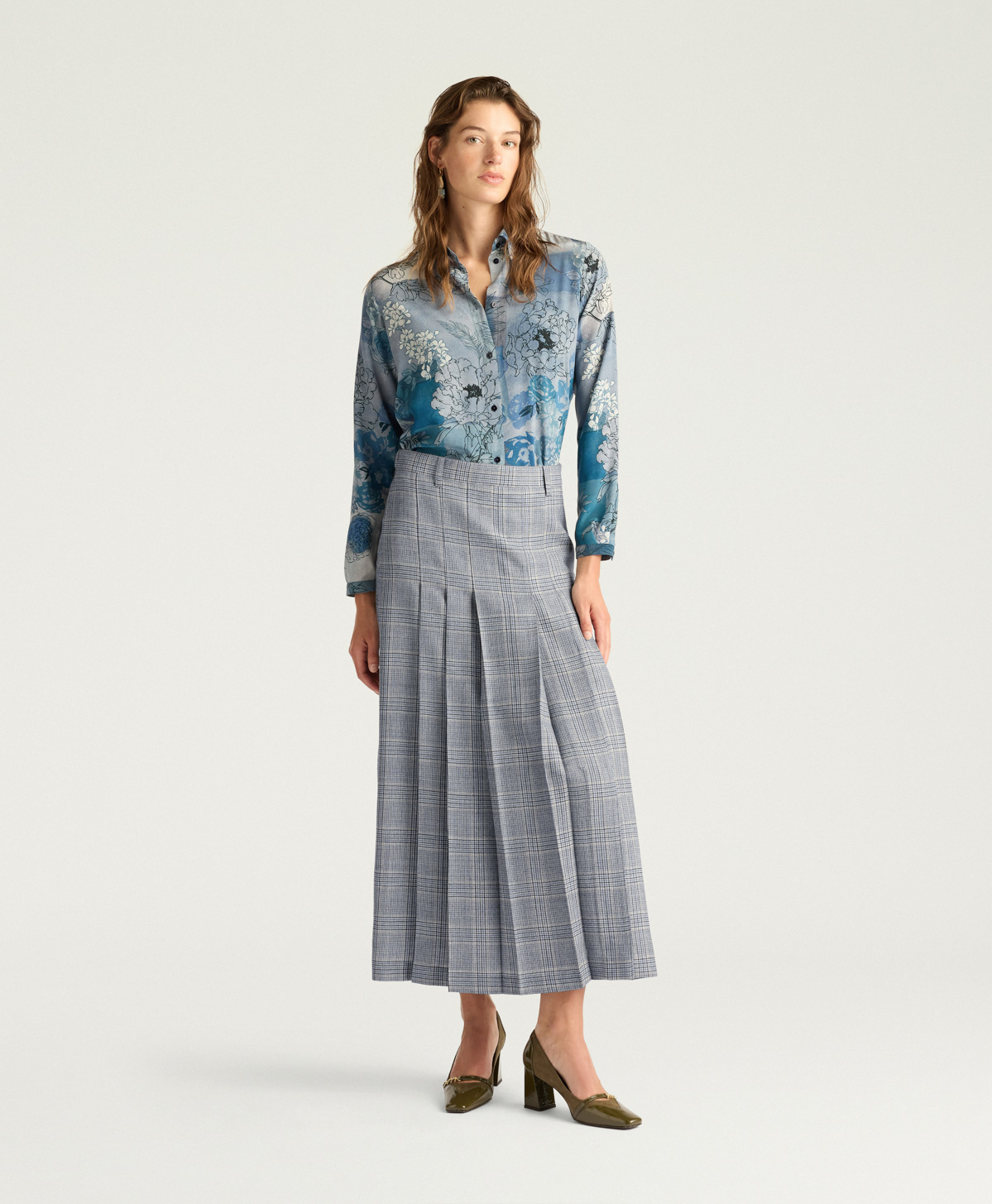 JUPE SIDNEY EN LAINE PRINCE DE GALLES - MULTICOLORE BLEU AVIO - Momonì