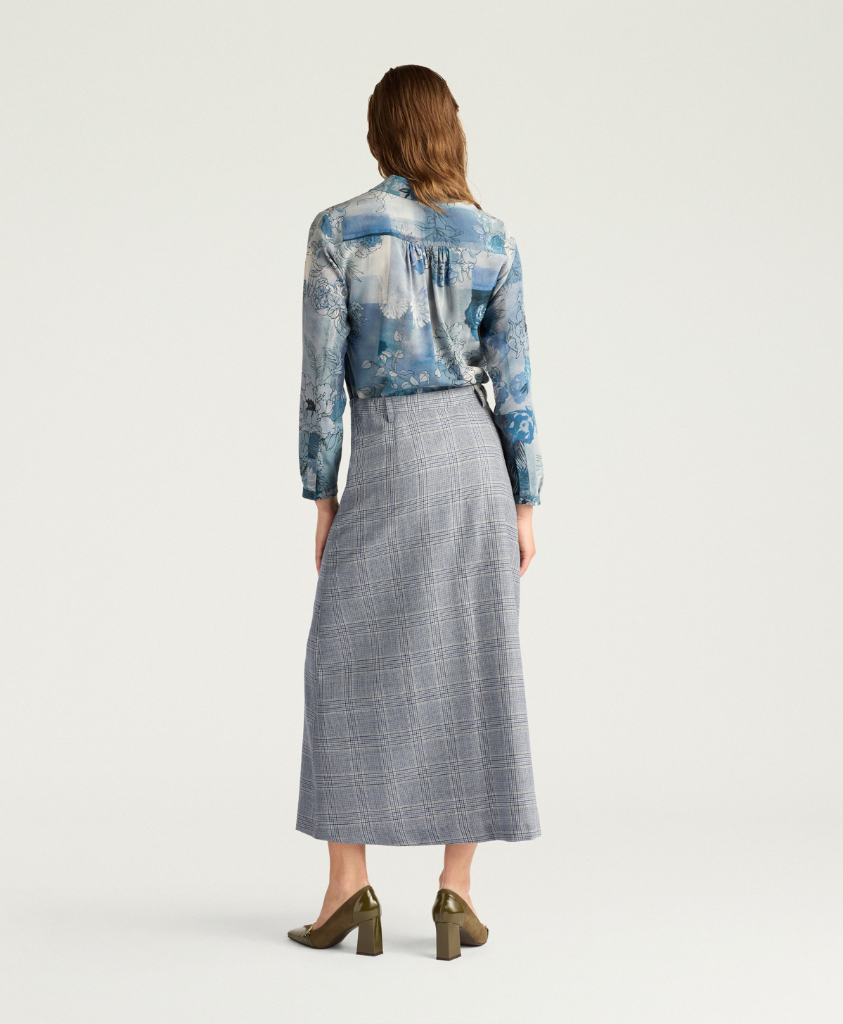 JUPE SIDNEY EN LAINE PRINCE DE GALLES - MULTICOLORE BLEU AVIO - Momonì