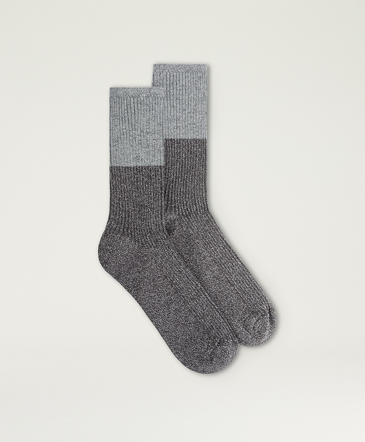 TWO-TONE LUREX BONNIE SOCKS - DARK SILVER - Momonì