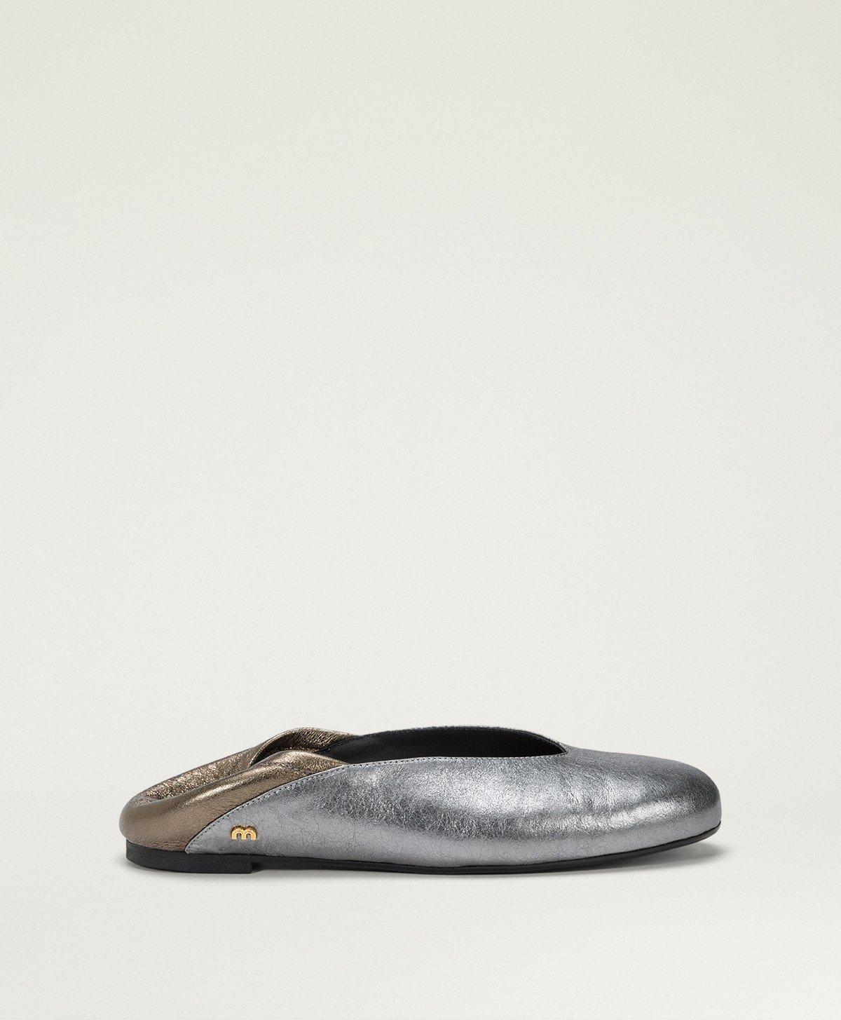 COWSLIP SHOES IN LAMINATED-EFFECT LEATHER - SMOKE GRAY - Momonì