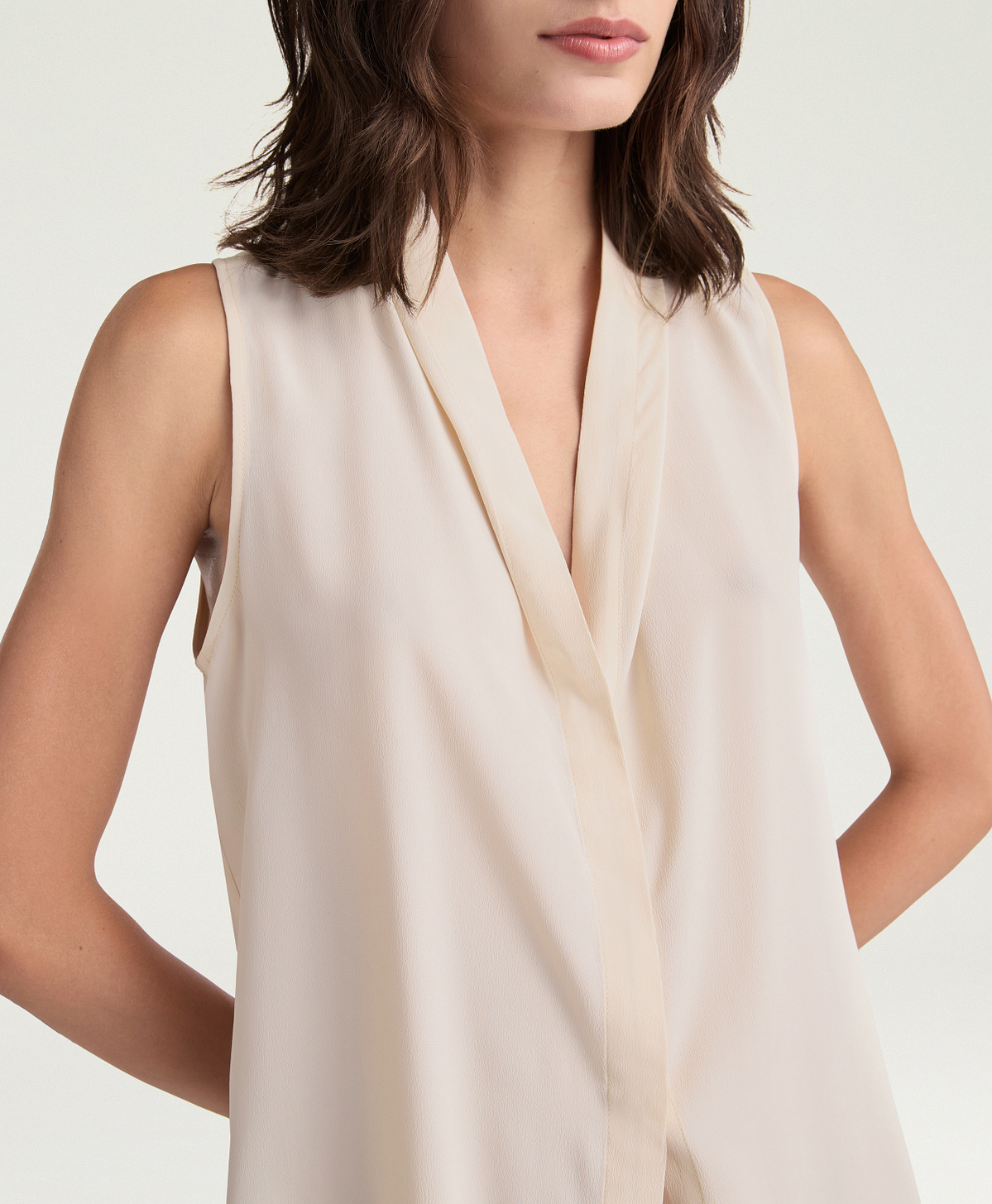 KIRI TOP IN SOLID COLOUR ACETATE/SILK - CREAM - Momonì